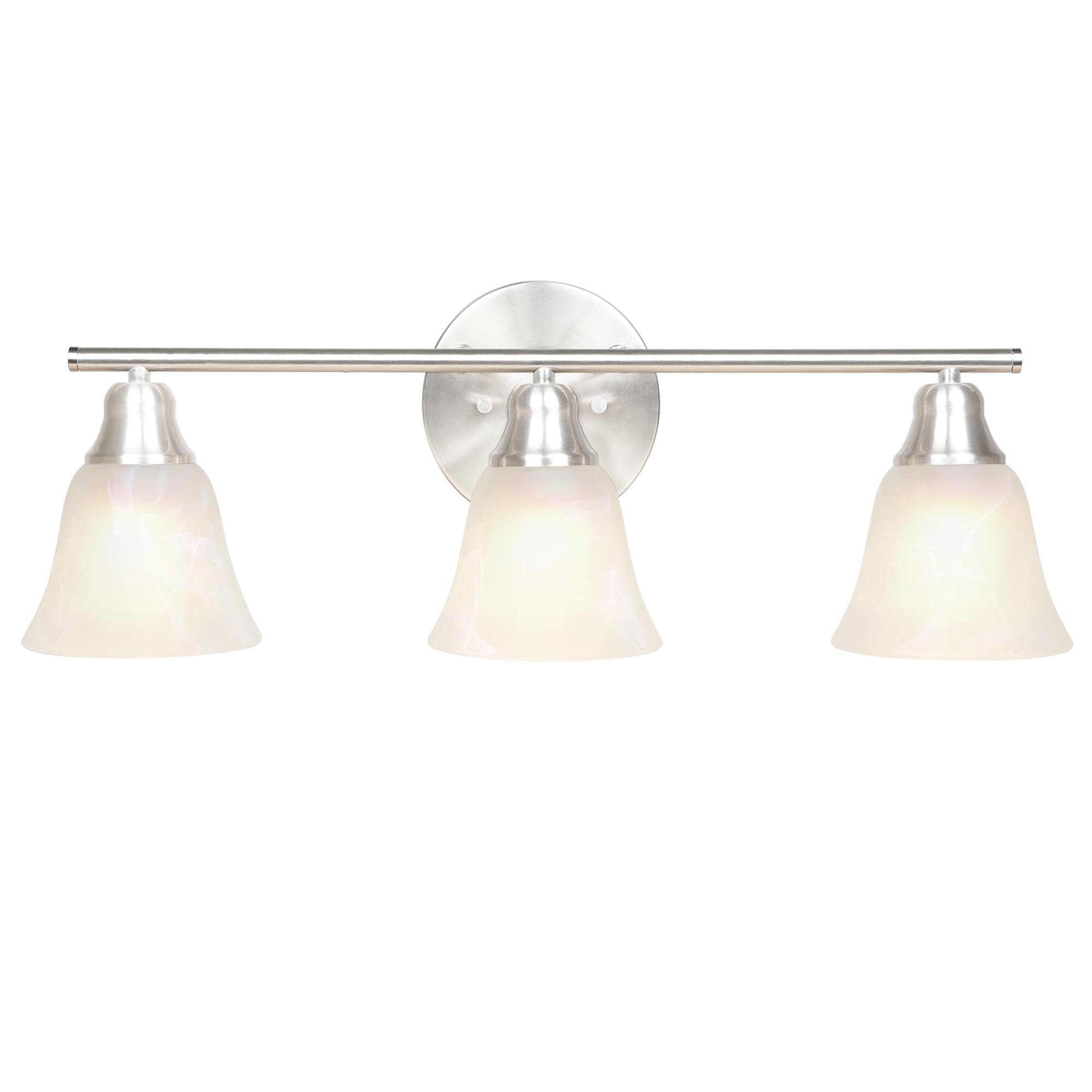 24 Inch Brushed Nickel Vanity Light with Alabaster Glass Shades