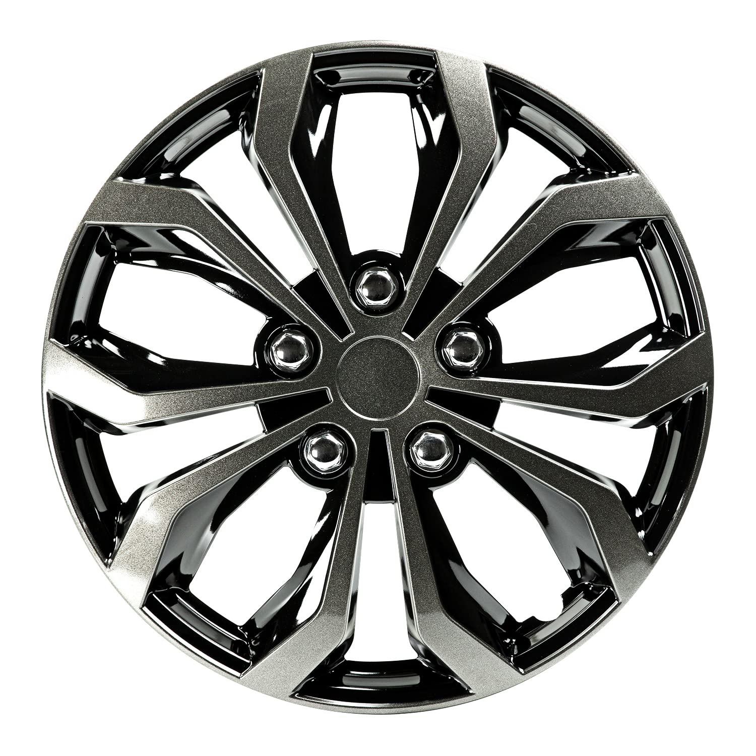 Pilot Pilot Automotive WH138-15GB 15 in. Spyder performance wheel covers, set of 4. Black and gunmetal grey finish, durable ABS construction, adjustable retention ring for a secure fit. Fits most 15 in. steel wheels.