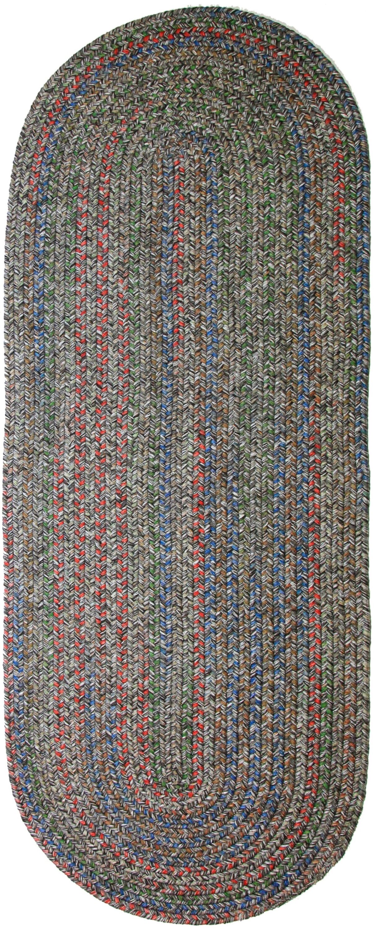 Rhody Rug SO85R024X048 2 x 4 (ft) Braided Polypropylene Graphite Oval Indoor/Outdoor Geometric Area rug