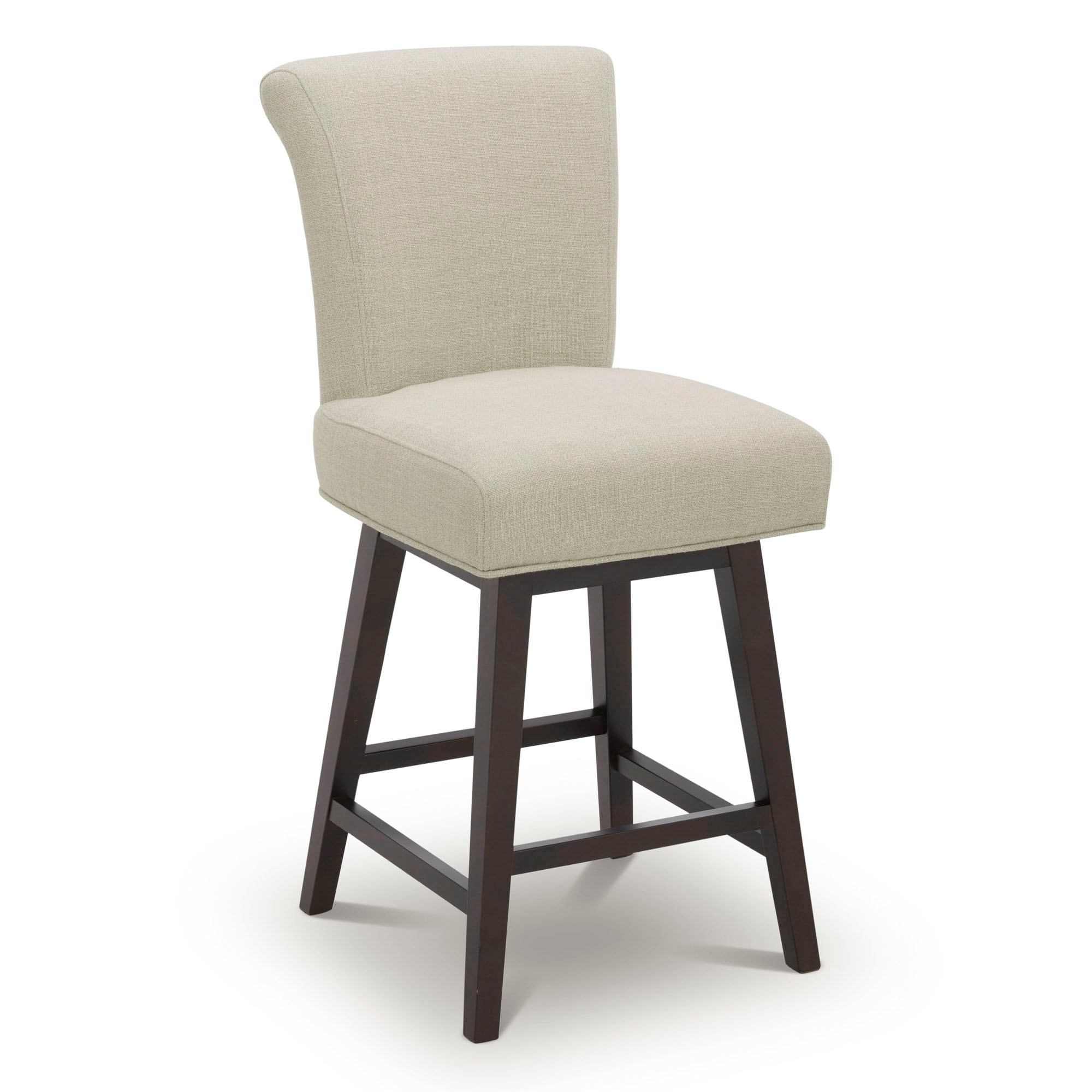 Circle 55 1-LWSY606D-C0200311T Linen 26-in H Counter height Square seat Upholstered Swivel Wood Bar Stool and Back