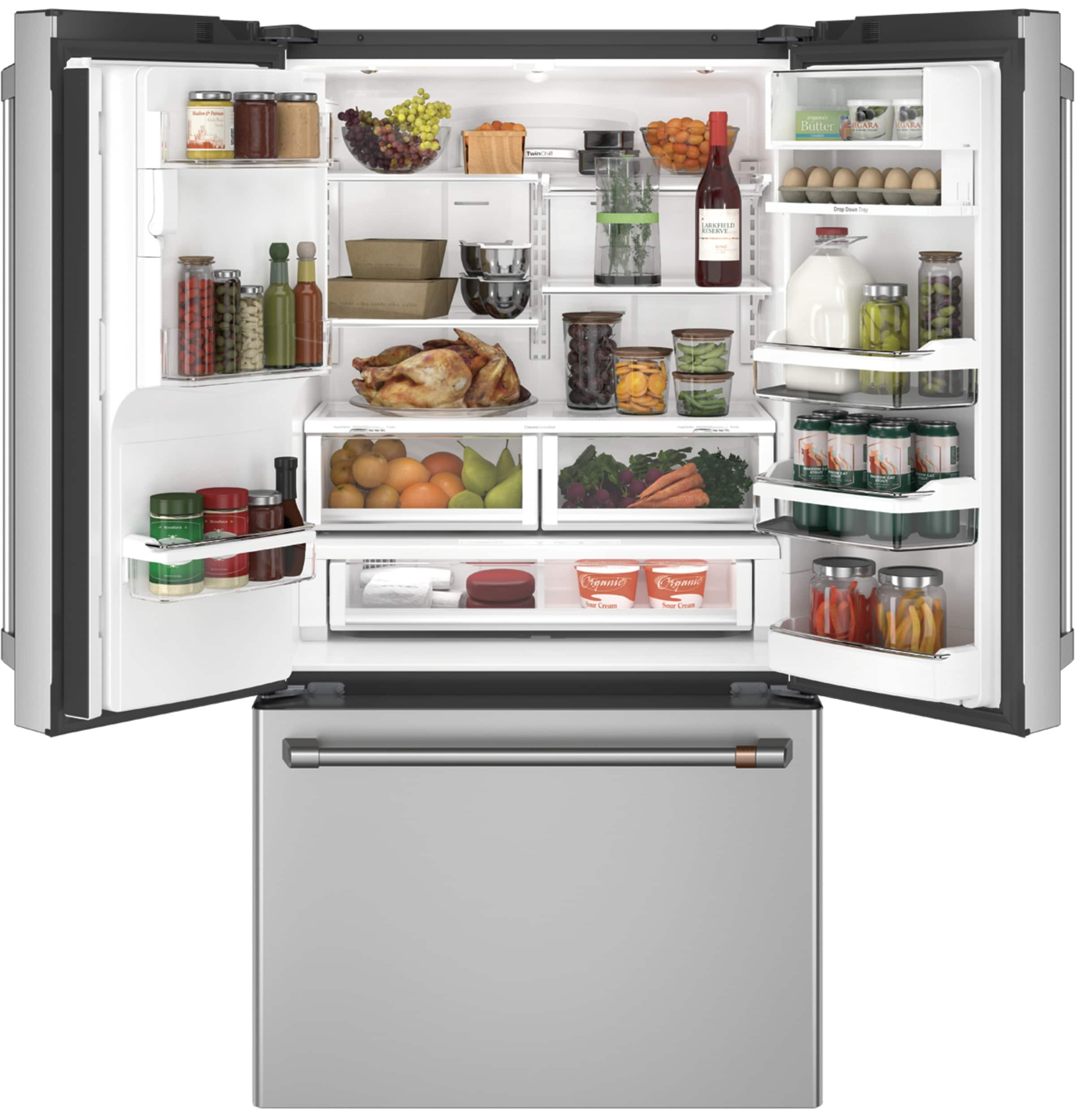 Cafe Keurig K-Cup Brewing System 22.2-cu ft Counter-depth Smart French Door  Refrigerator with Ice Maker (Stainless Steel) ENERGY STAR in the French  Door Refrigerators department at