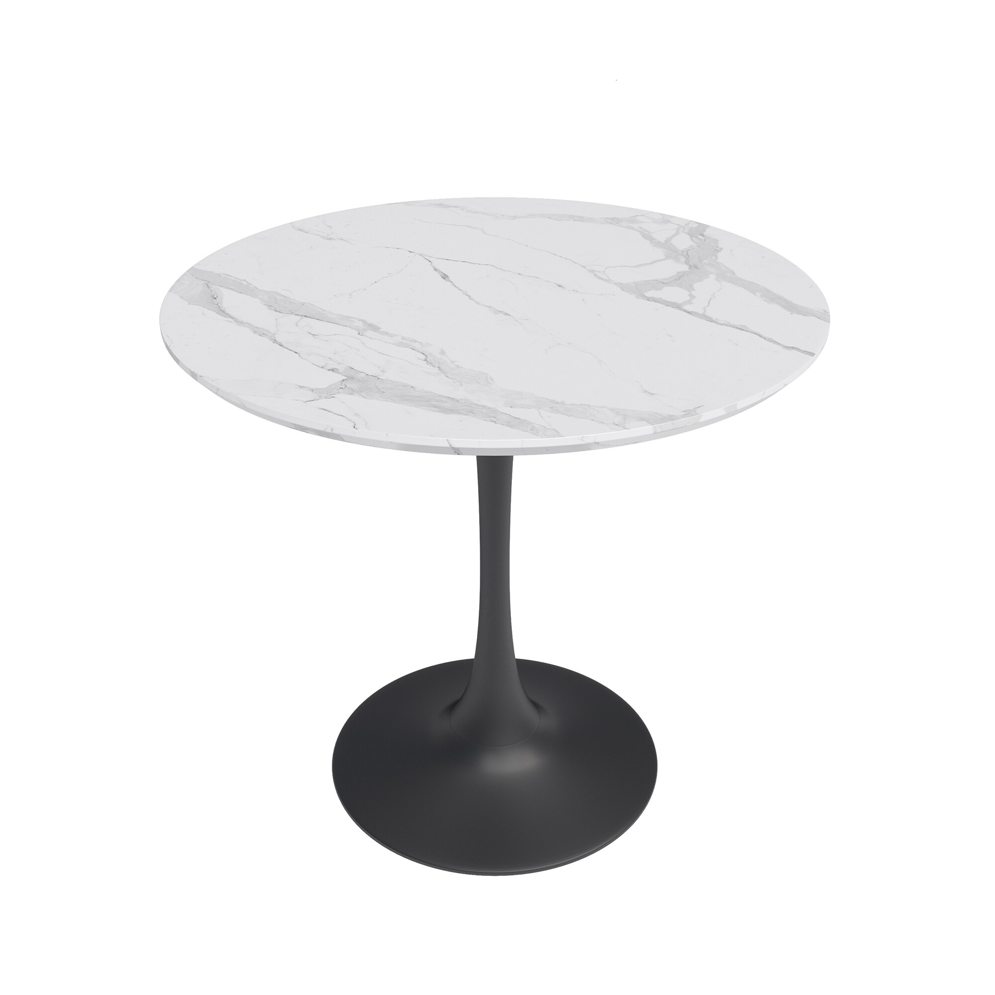 Jamesdar Kurv White Faux Marble/Black Base Round Contemporary/Modern ...