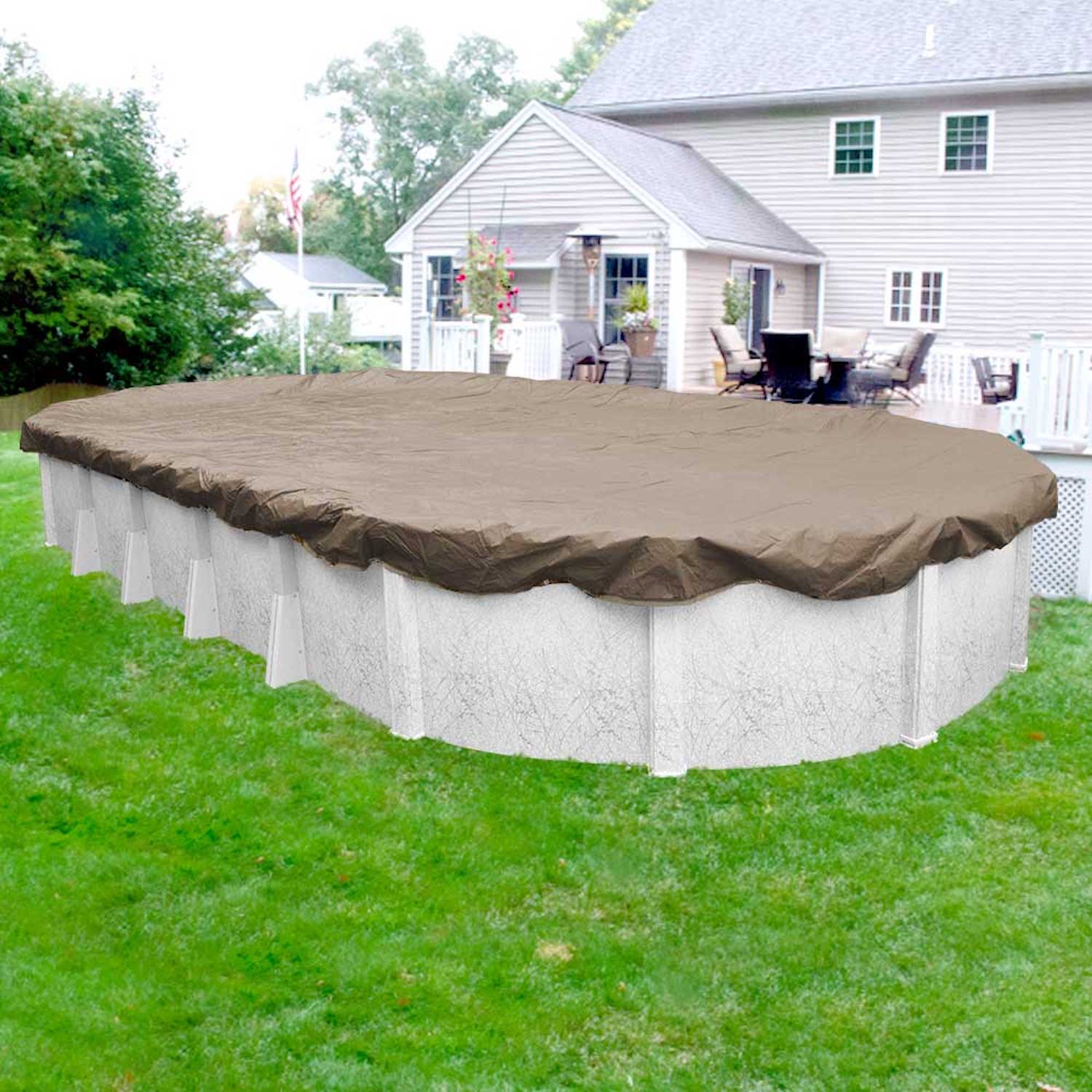 Pool Mate 571224-4 24-ft x 12-ft Sandstone Polyethylene Winter Oval Pool Cover