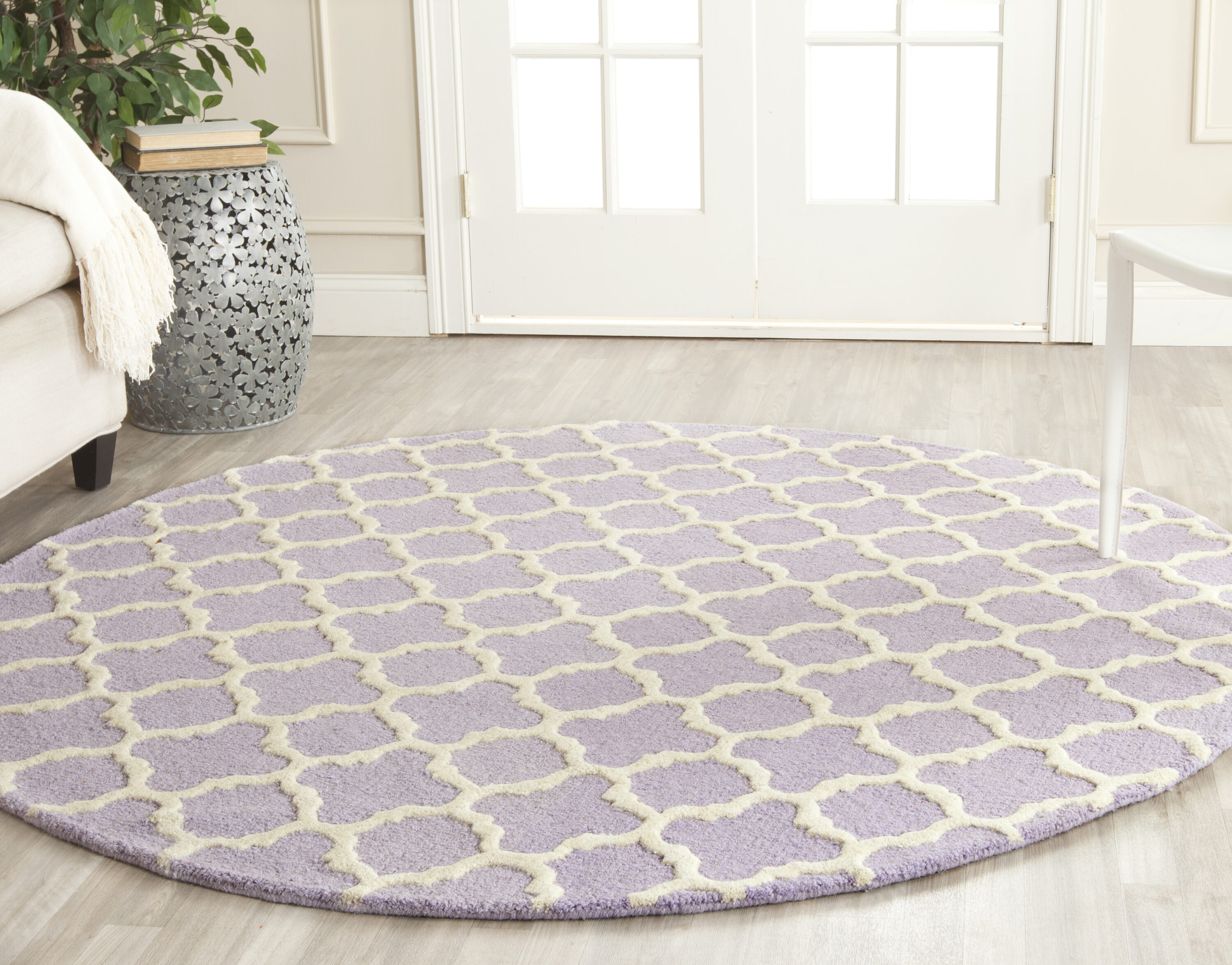  Cambridge 130 Lavander/Ivory Contemporary 6ft x 6ft Round Rug