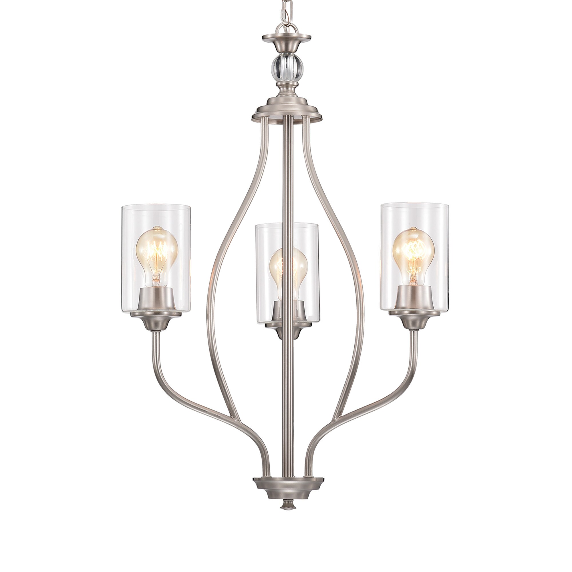 Edvivi EPJ5671BN 3 -Light Brushed Nickel Farmhouse Antler For Use in Bedrooms, Dining Rooms, Foyers, Kitchens, Living Rooms Chandelier