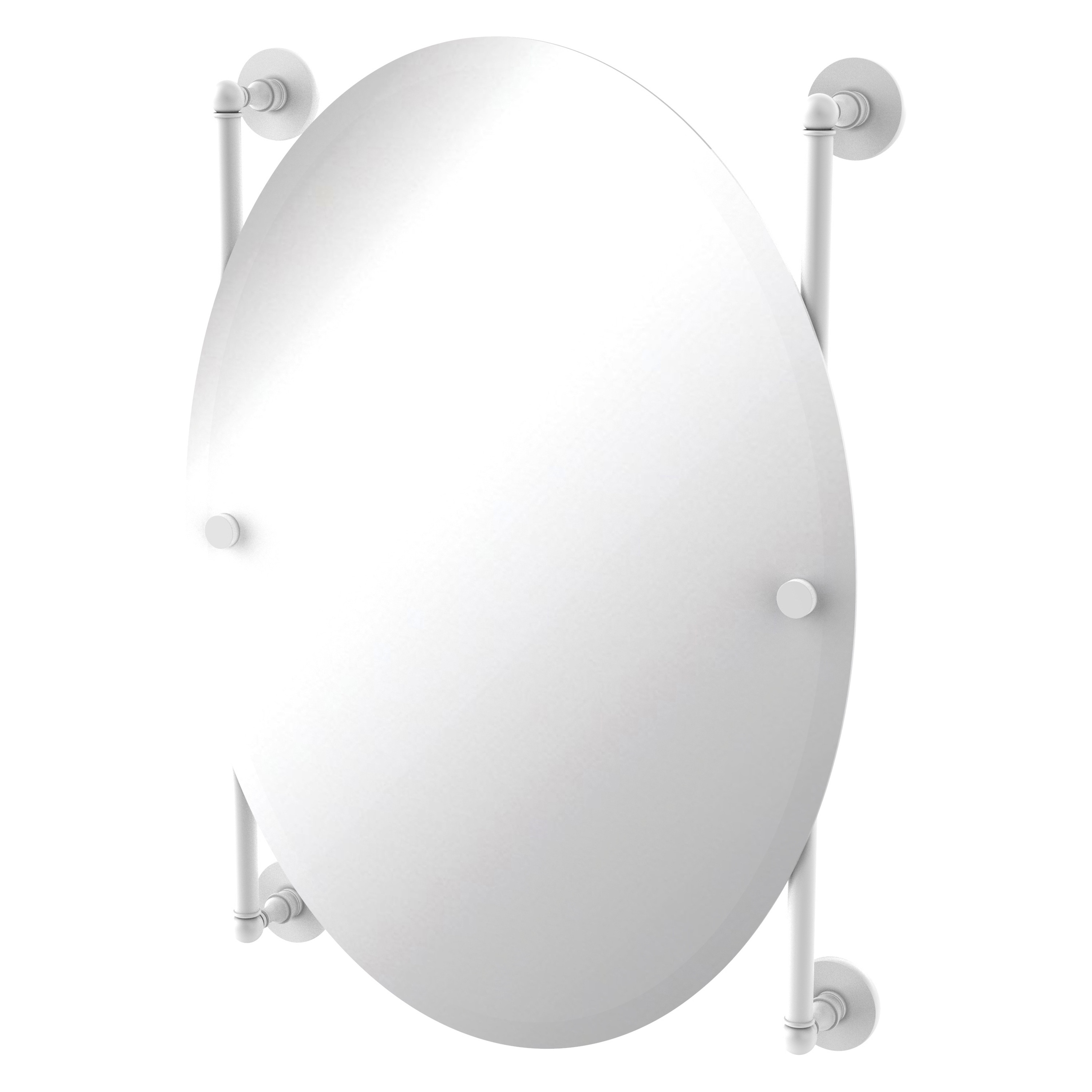 Allied Brass P1000-27-91-WHM Prestige Skyline 21-Inches x 29-Inches Beveled Frameless Oval Bathroom Vanity Mirror ( Matte White )