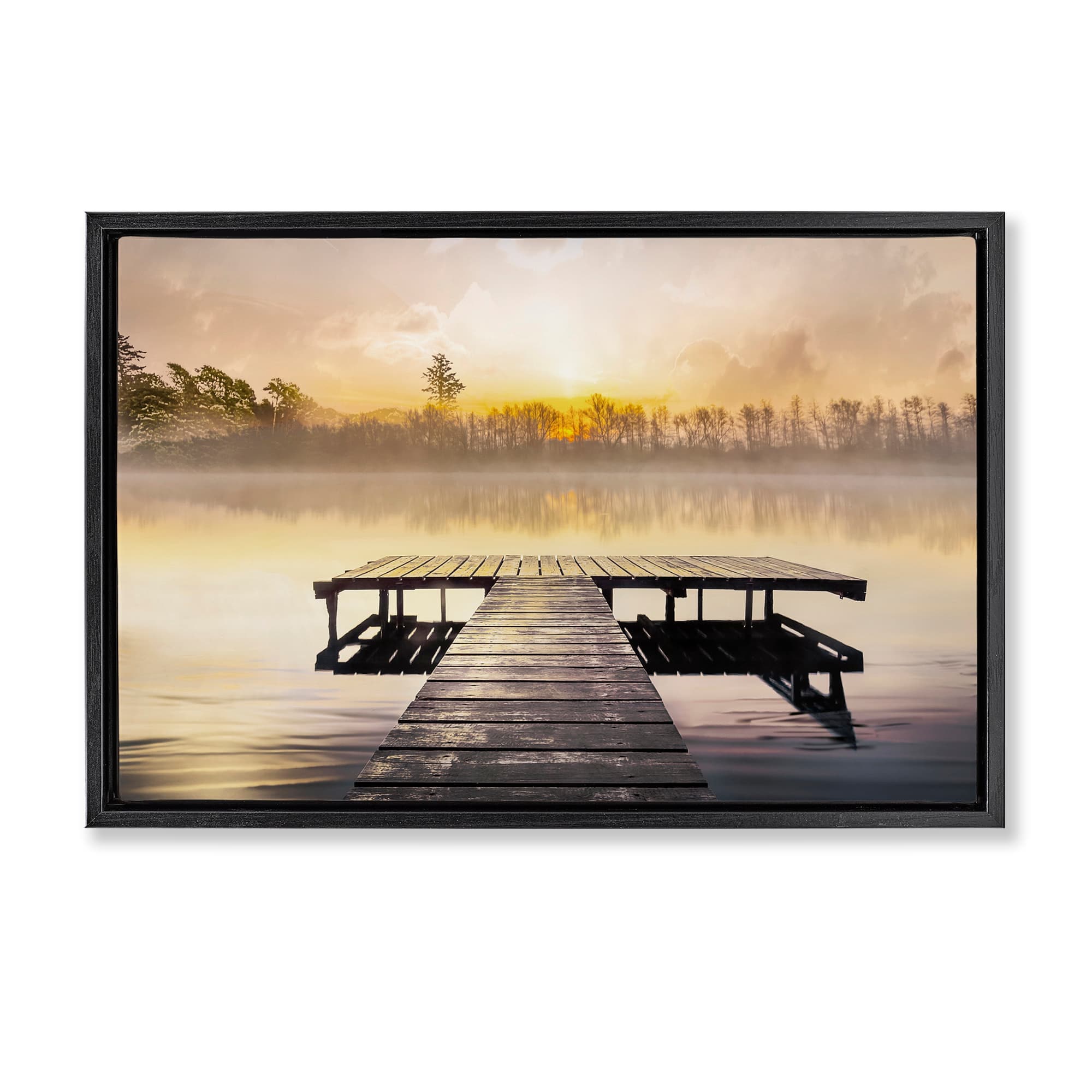 Stupell Industries BT-990-FFB-16X24 Summer Sunrise Dock Floating Frame design by Mike Calascibetta