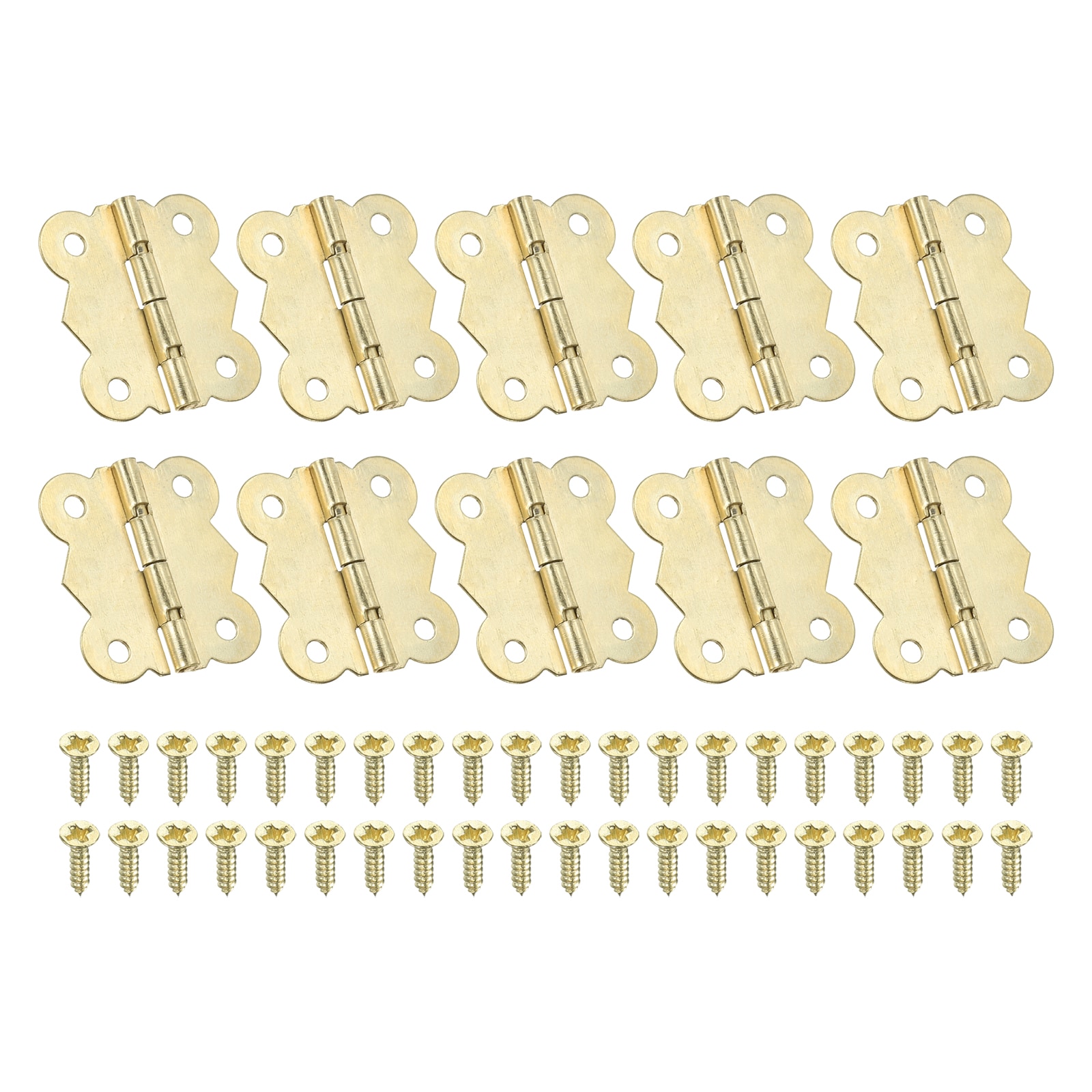 PATIKIL Small Jewelry Box Hinges 1-1/4 Inch 10pcs 90-degree Mini Butterfly Hinges Jewelry Box Hardware with 40 Screws for Cabinet Wooden Box Drawer Craft Gold