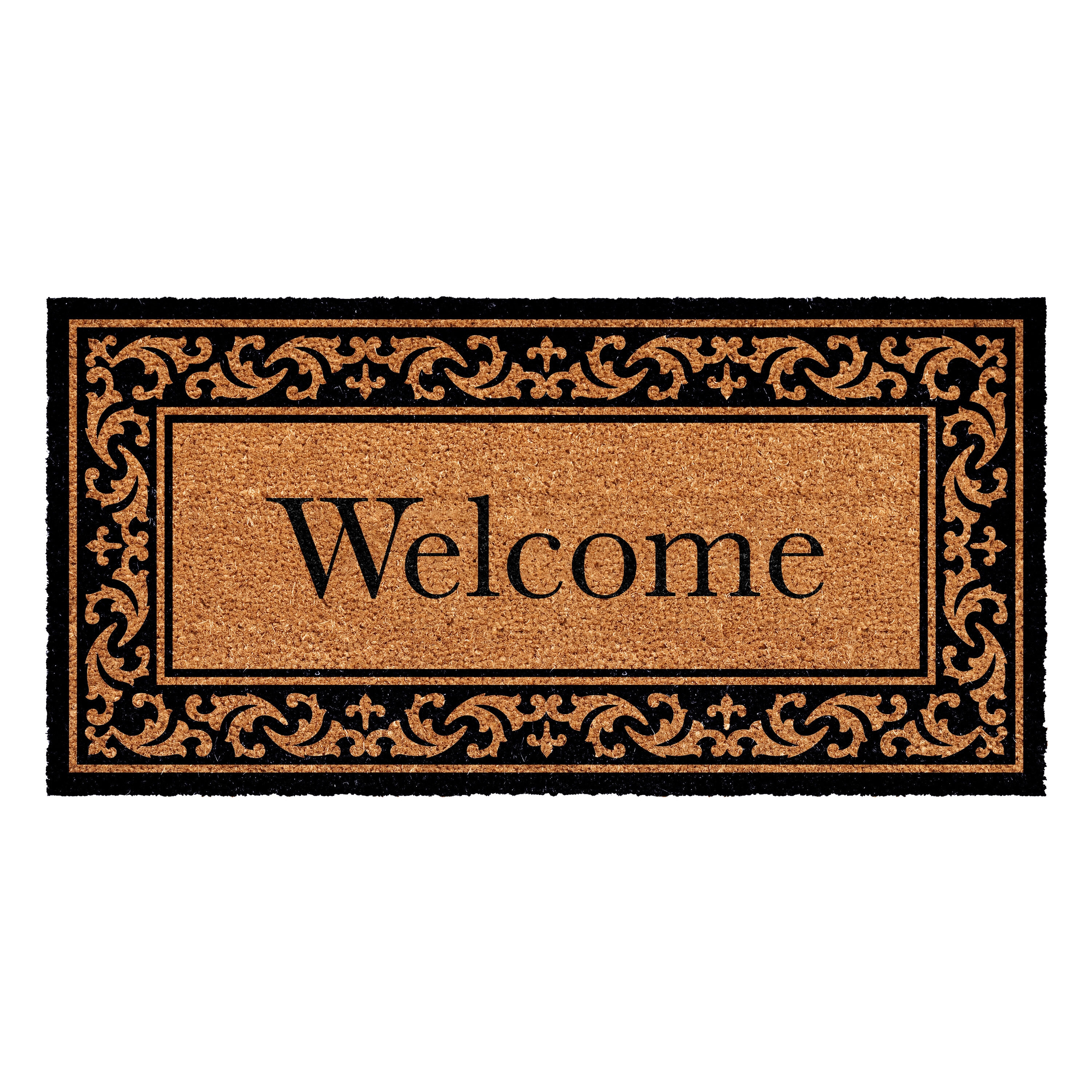 Callowaymills 120062448WELC 24-in x 48-in Natural, Black Non-Slip Grip Indoor or outdoor Door Mat