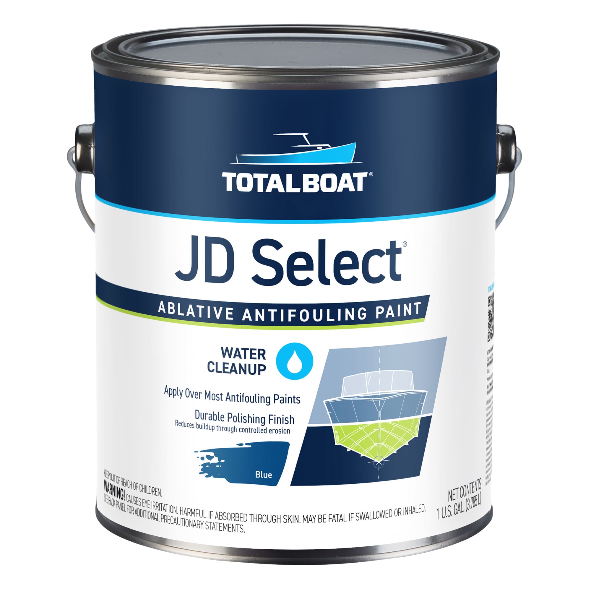 TotalBoat 285795 JD Select Boat Bottom Antifouling Paint Flat Blue Water-based Marine paint ( 1-gallon )
