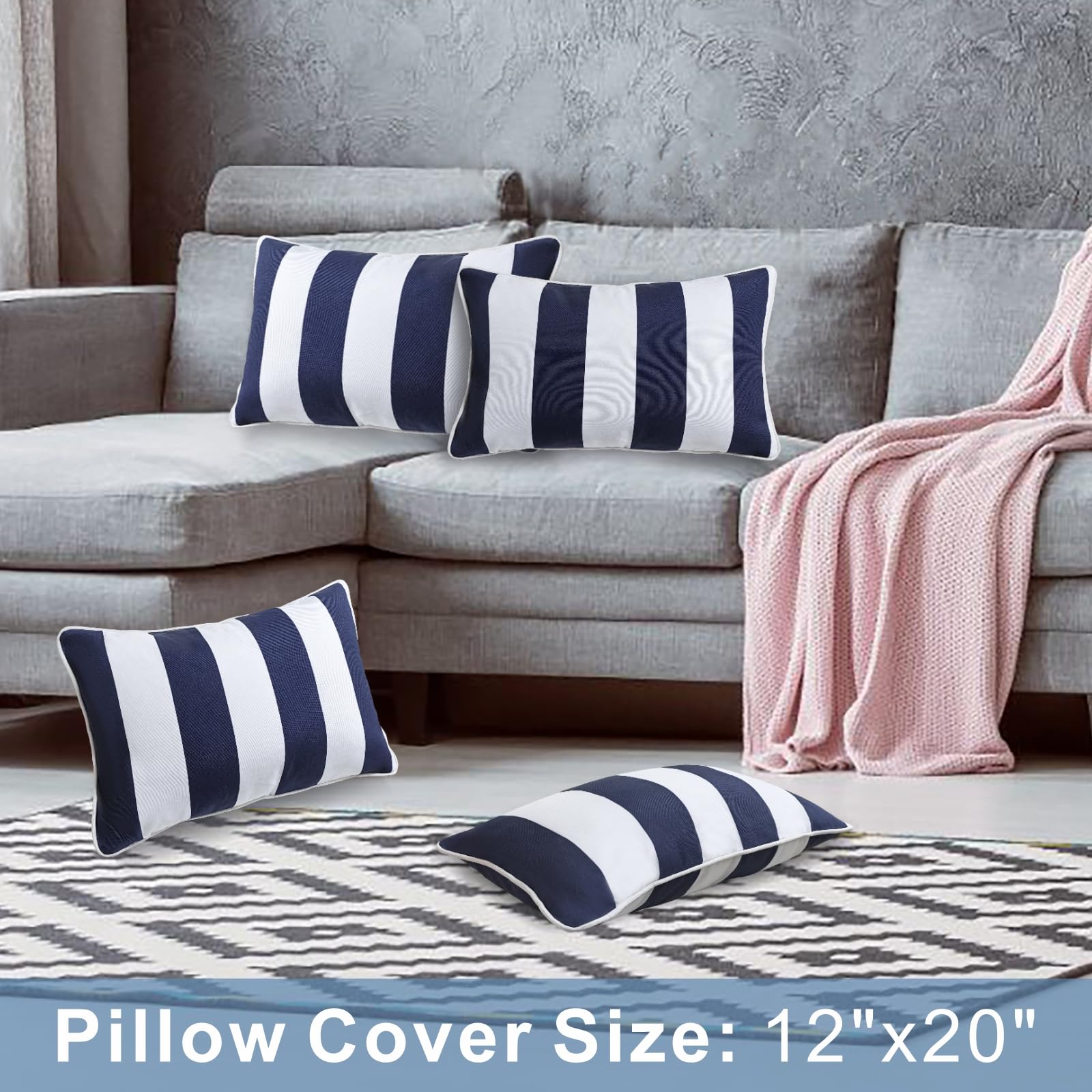 WZKZLH Blue and White Outdoor Throw Pillows With Inserts Water