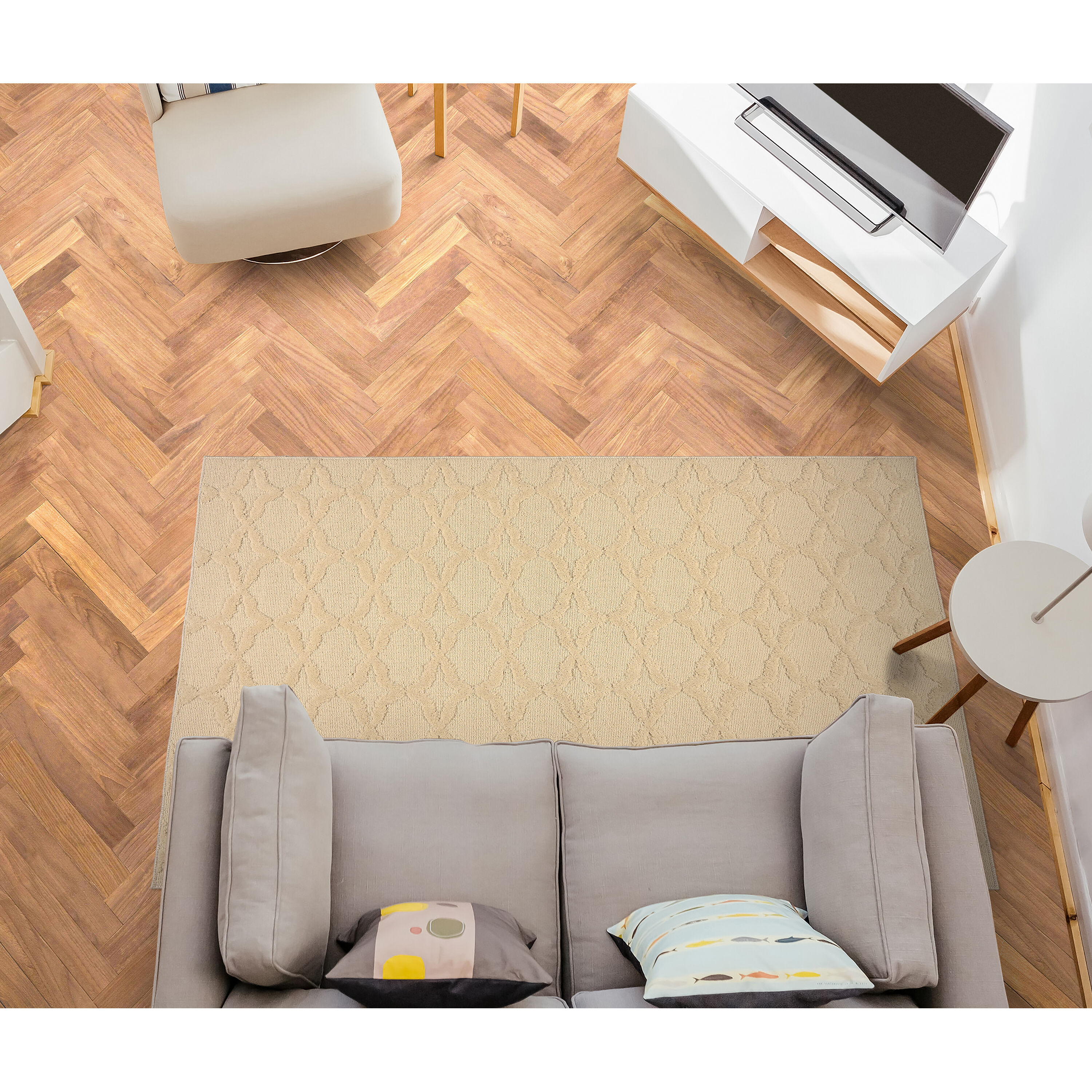Garland Rug CL100N14418001 Sparta 12 x 15 (ft) Tufted Polypropylene Tan Rectangular Indoor Geometric Farmhouse/Cottage Area rug
