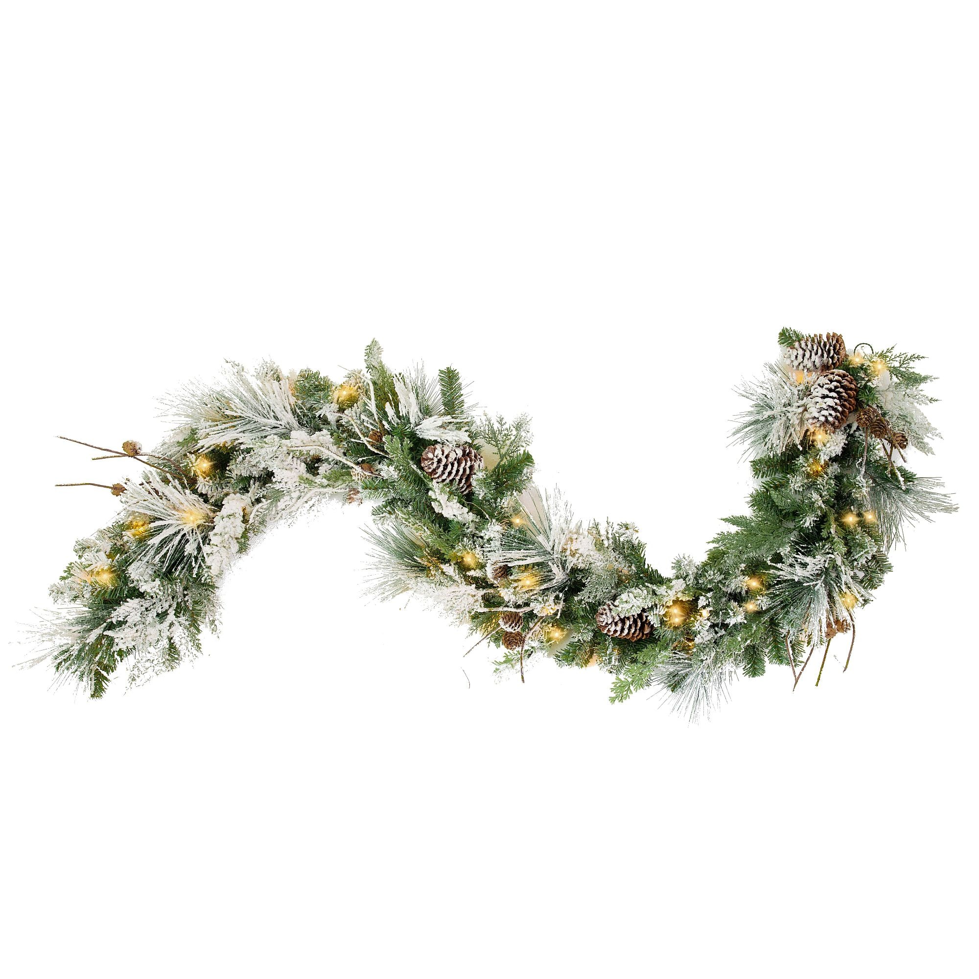 6ft Pre-Lit Snowy Pine Outdoor Christmas Garland with LED Lights