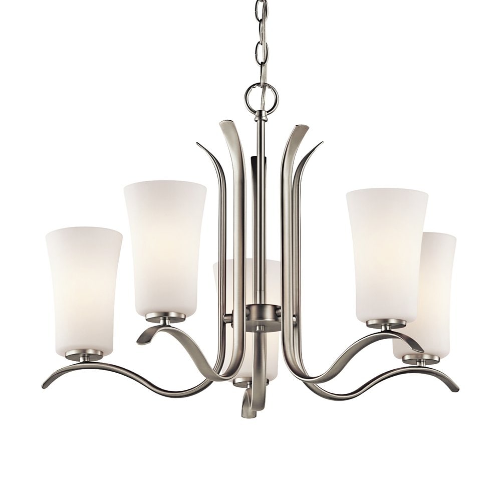 Kichler 43074NI Armida 5 -Light Distressed Nickel Transitional For Use in Bedrooms, Dining Rooms, Foyers, Kitchens, Living Rooms Chandelier