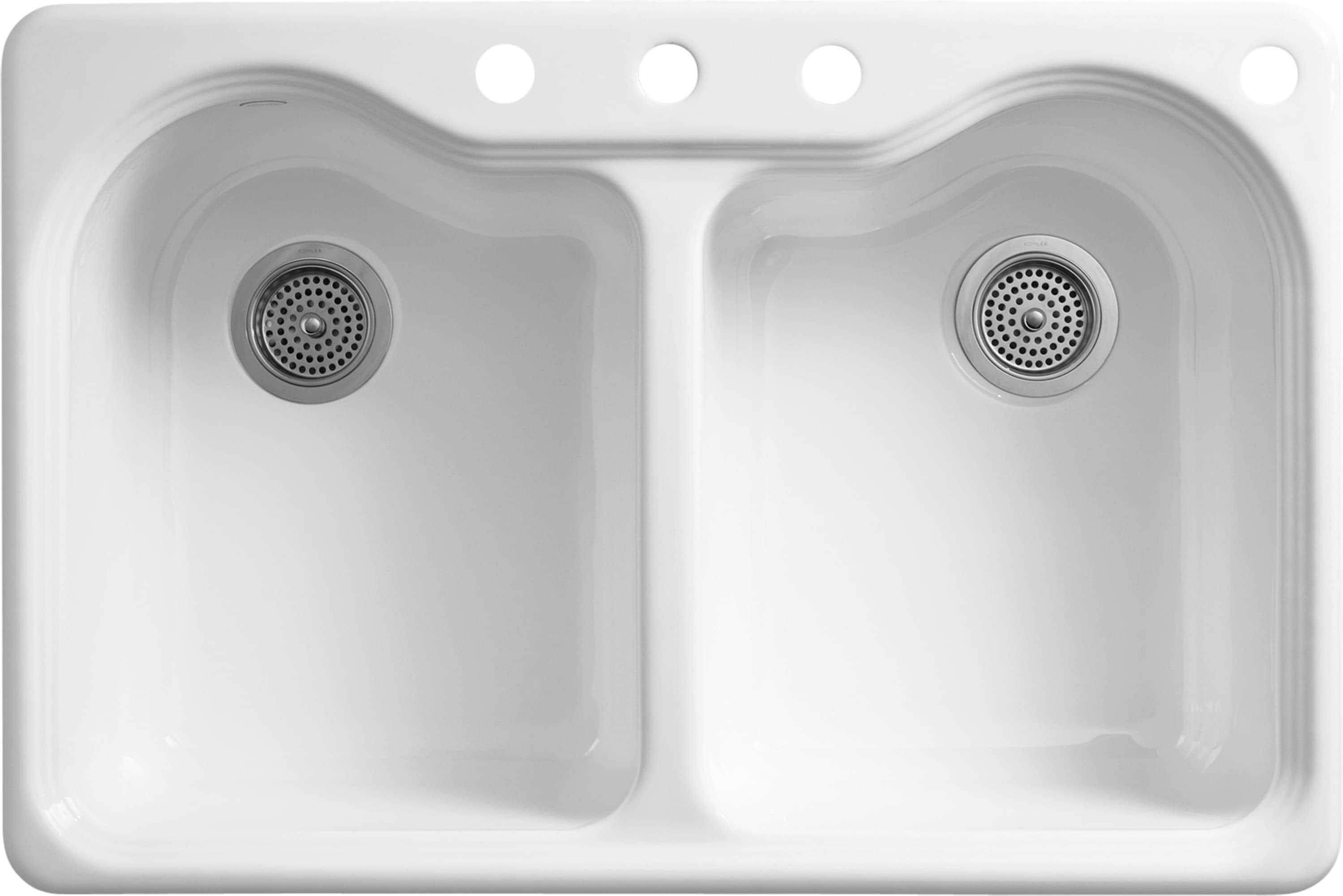 Contoured Double Equal Kitchen Sink (Gemstone), Part#:1729-D-WW-PW