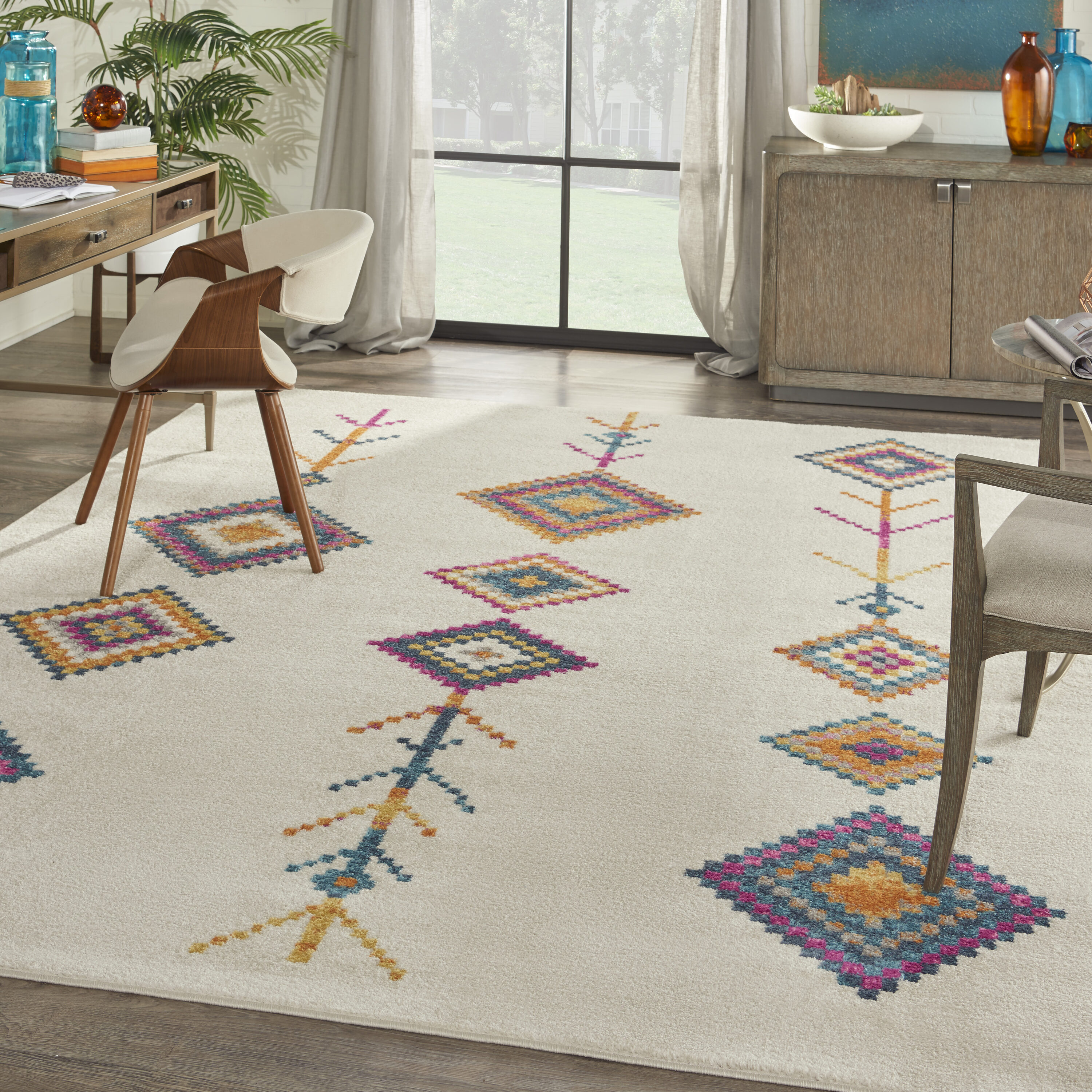 Nourison 99446803214 Passion 8 x 10 (ft) Loomed Polypropylene Ivory/Multi Rectangular Indoor Area rug