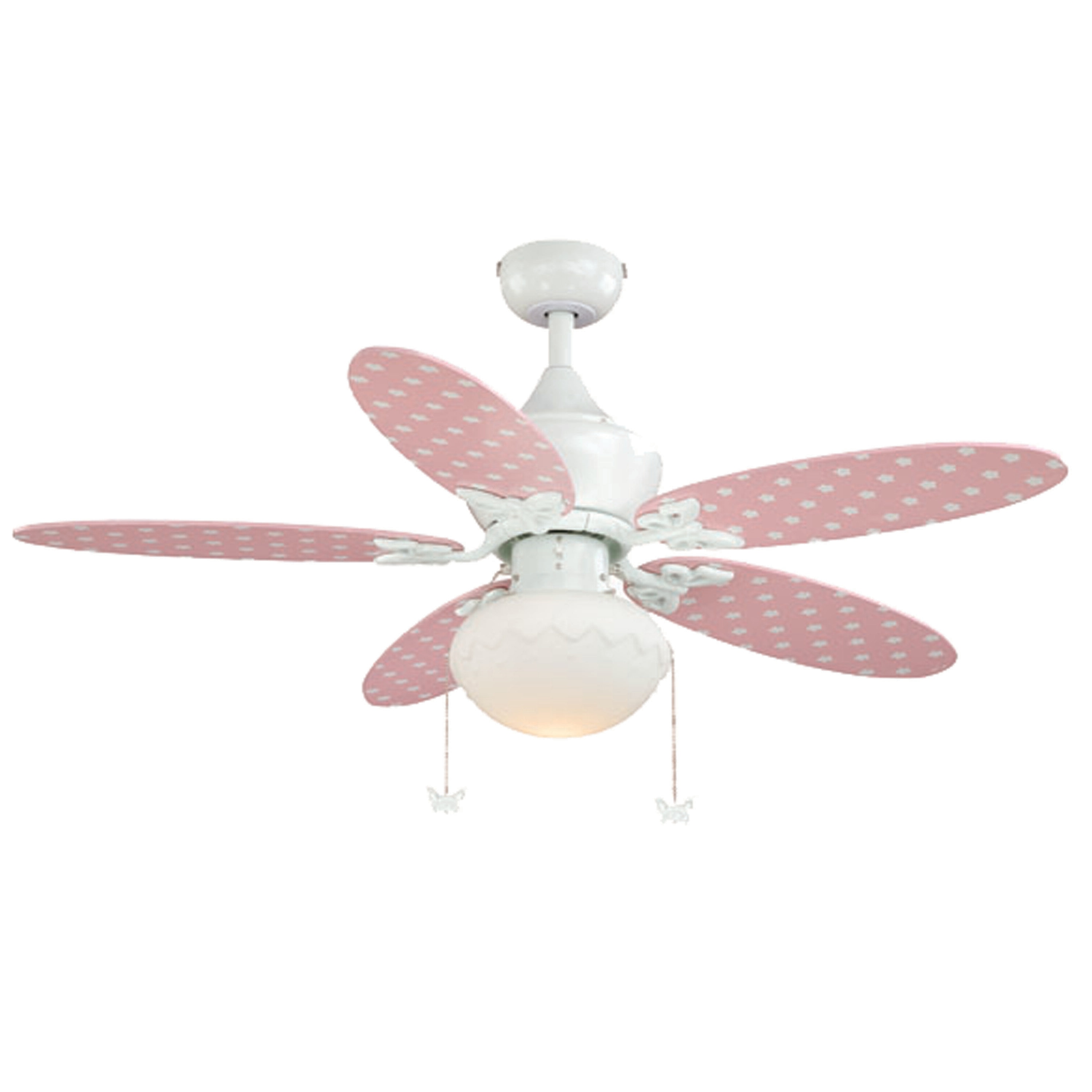Cascadia FN44322W Alice 44-in White Indoor Downrod or Flush Mount Ceiling Fan with Light (5-Blade)