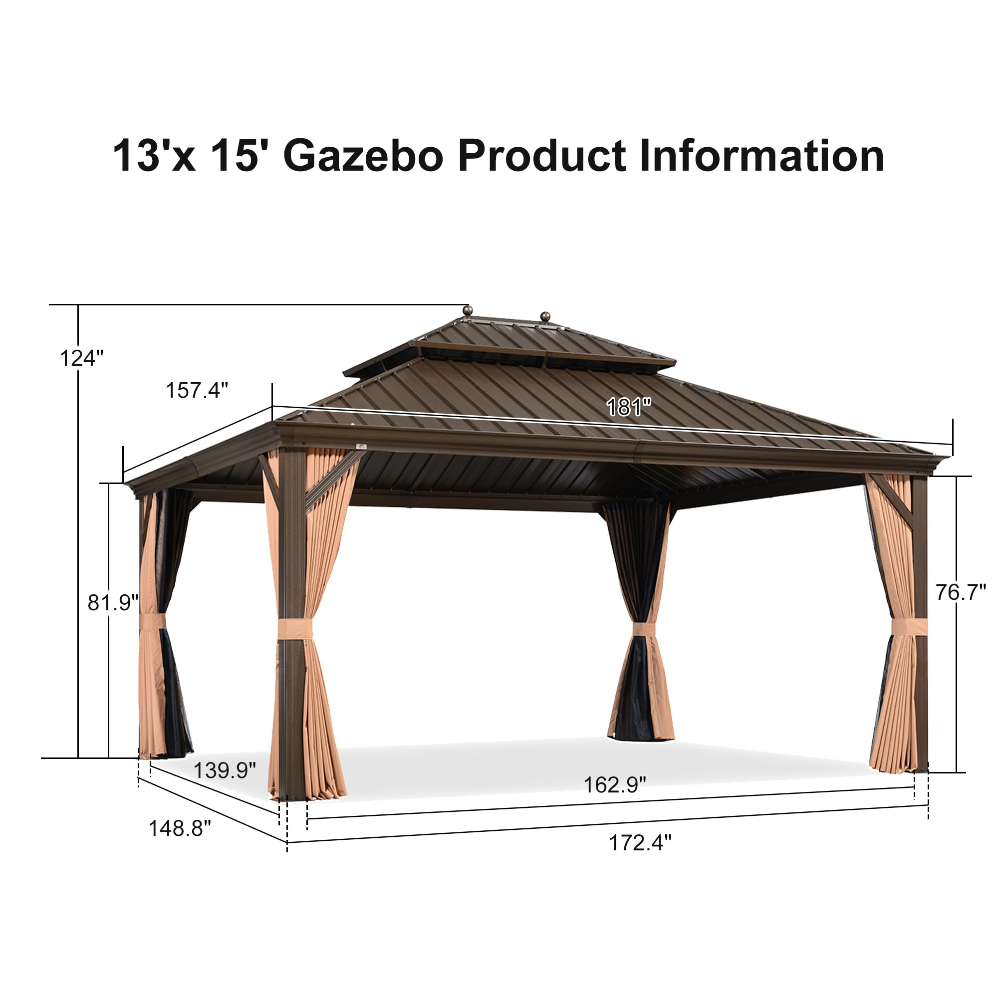 PURPLE LEAF LSMHS1315DB Wood-Resin-Gazebos - View #12