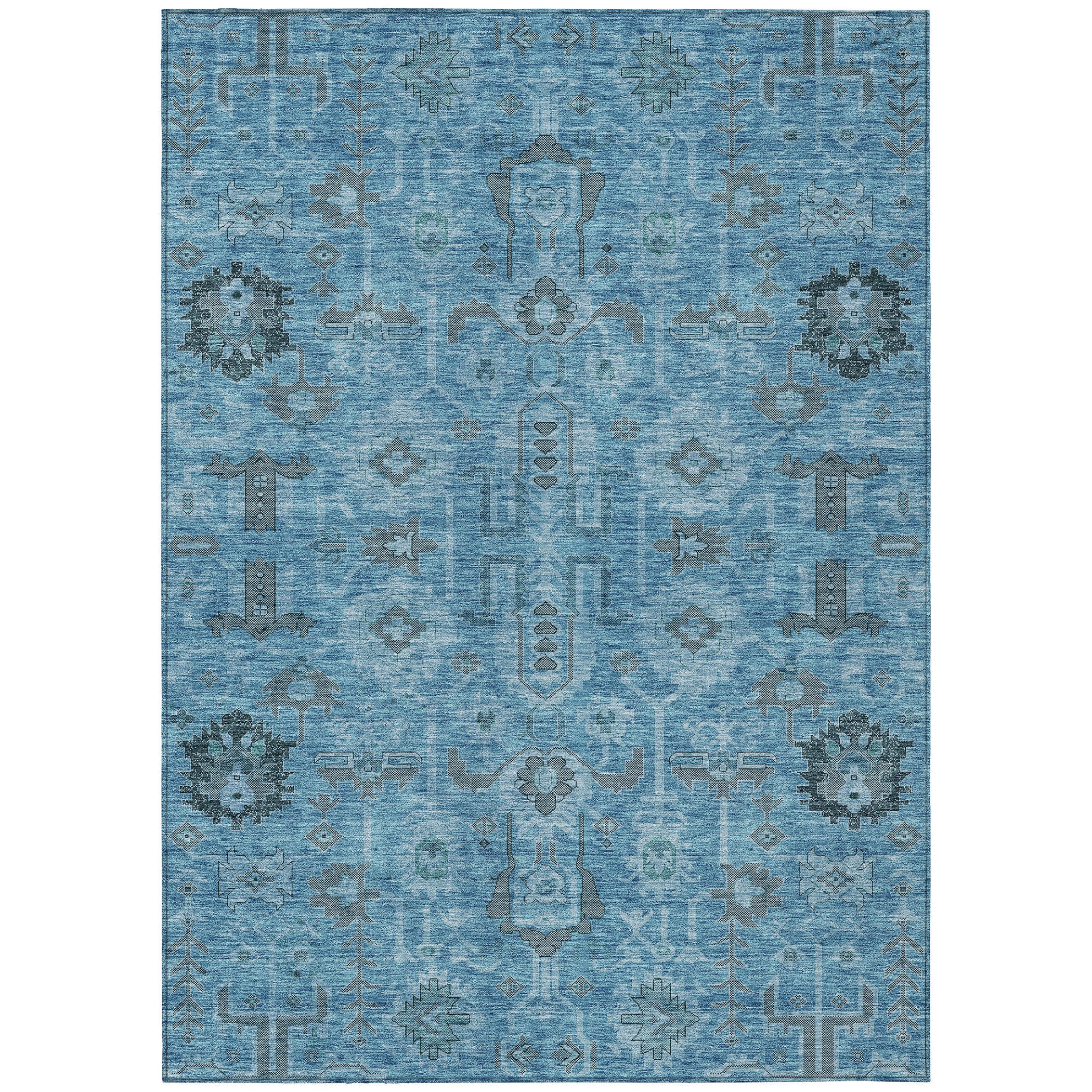 Addison Rugs ACN697BU9X12 Chantille ACN697BU 9 x 12 (ft) Polyester Blue Rectangular Indoor/Outdoor Geometric Machine washable Area rug
