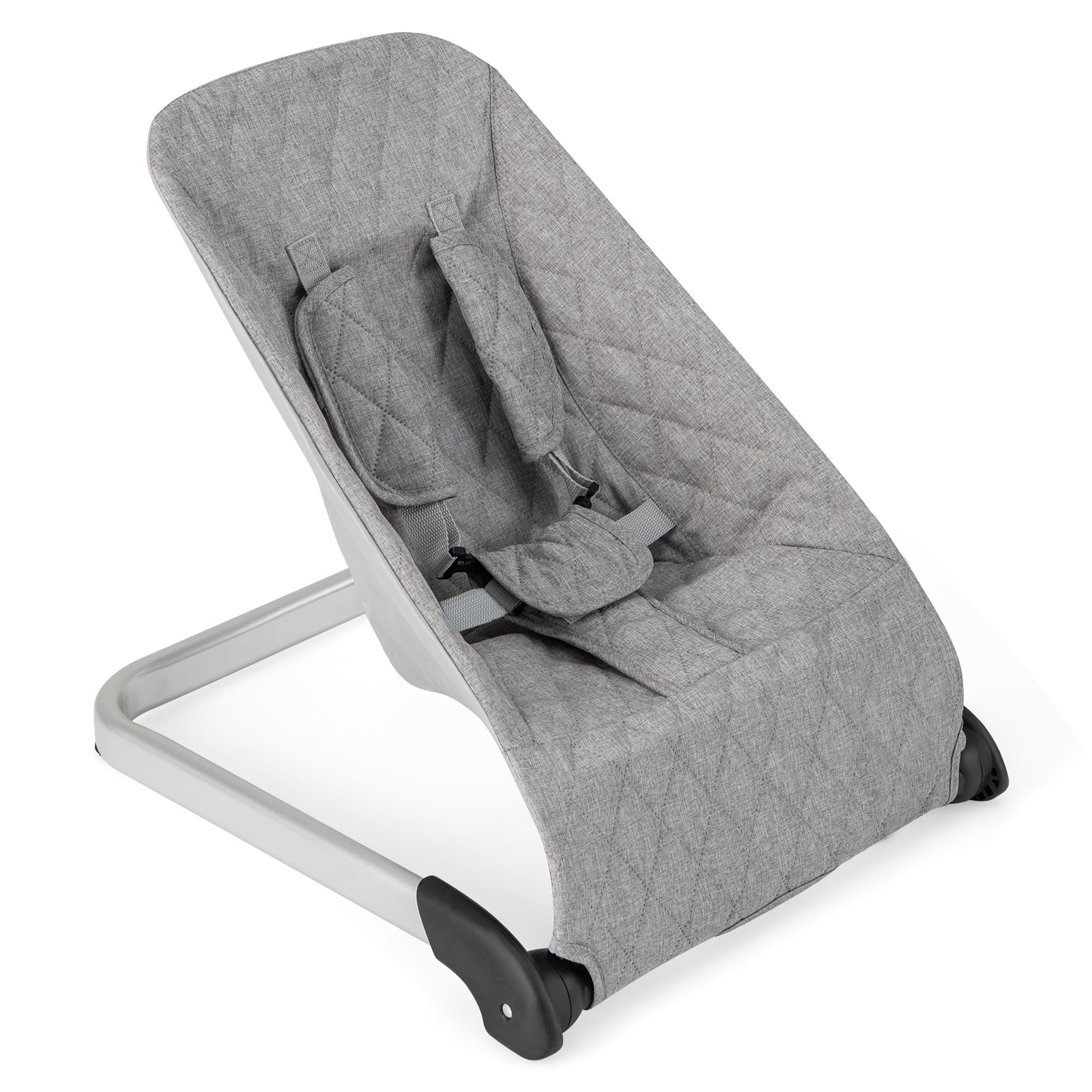 Slickblue 21 Inch Baby Bouncer Chair Fabric Ergonomic Seat Foldable Aluminum Frame 3 Colors Options