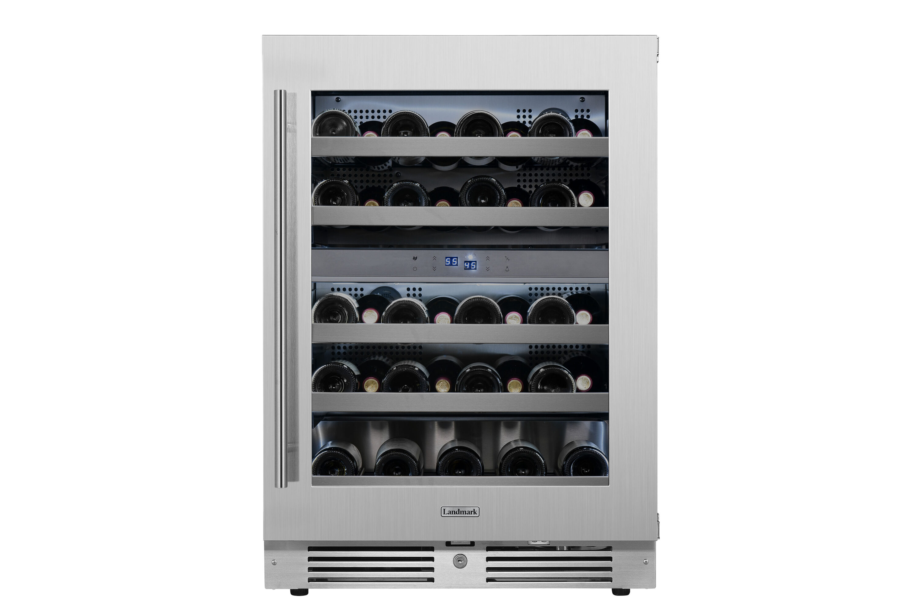 Landmark L3024UI2WSG-RH 24-Inches W 37 -Bottles Stainless Steel Dual Zone Cooling Freestanding Indoor Wine Cooler