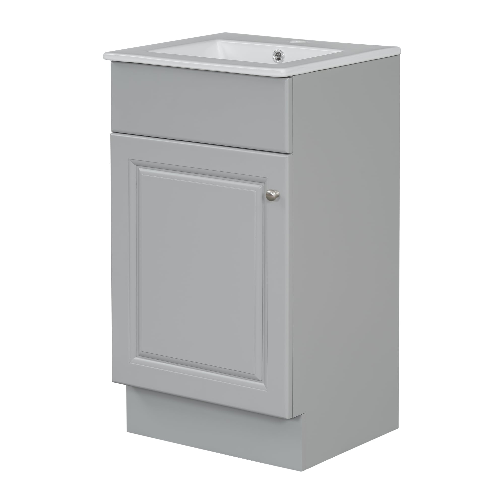 BEARSOLIM - 18-in Bathroom Vanity with Ceramic Sink Vanity Cabinet with Door Shelf and Adjustable...