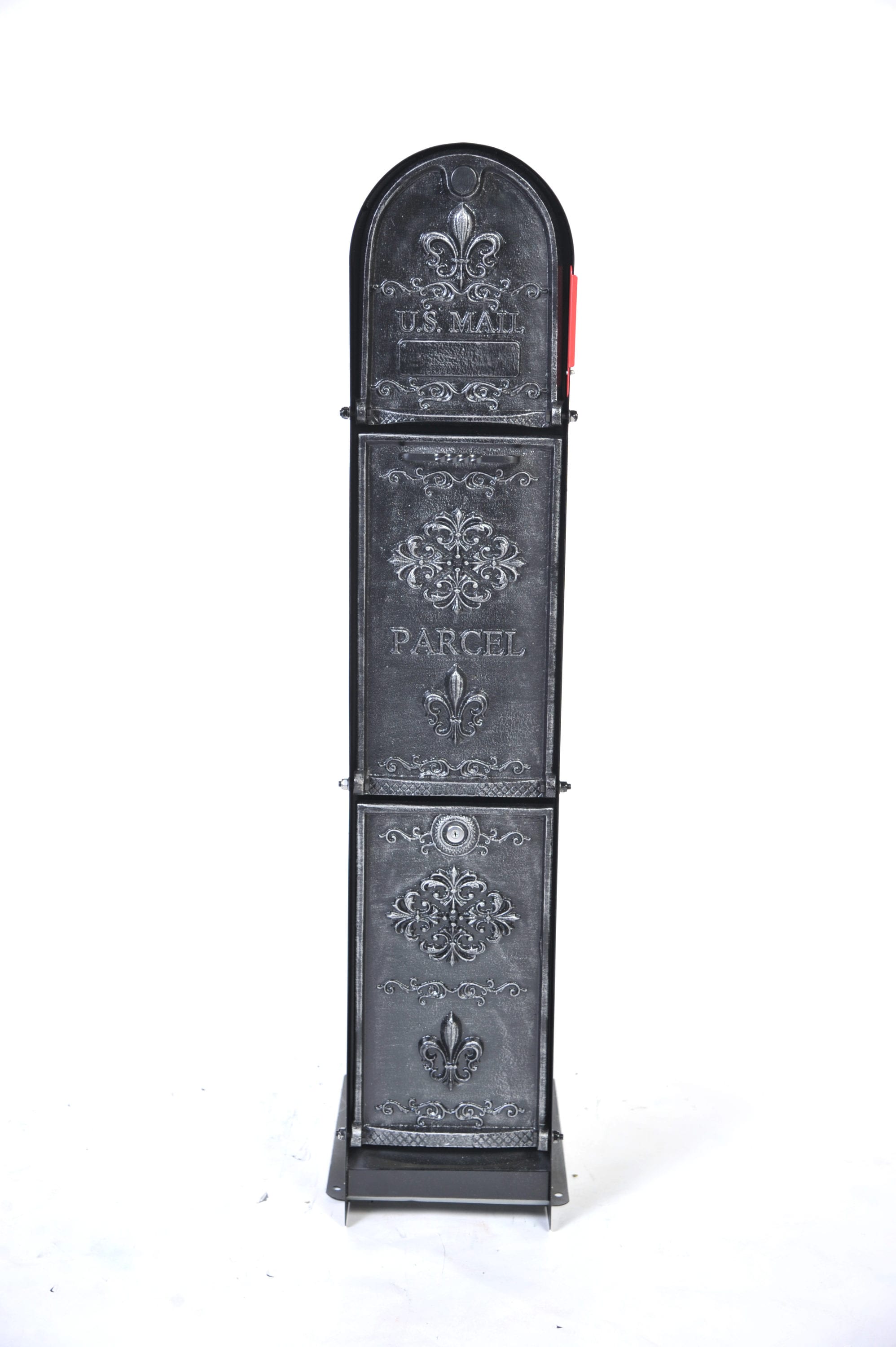 Ore Vaults OGMB3FFS Ground Mount Silver Metal Lockable Mailbox