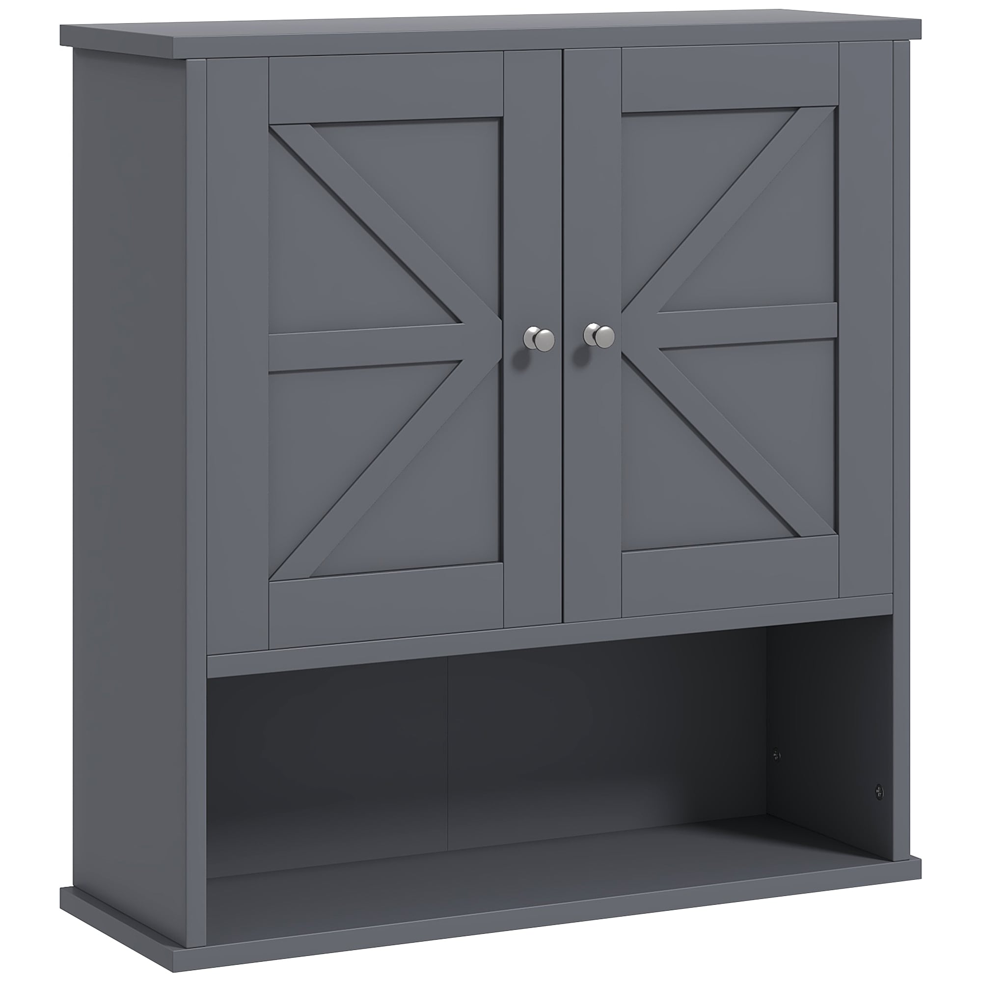 FAVSH  22.75-in x 7.75-in x 24.25-in Gray Bathroom Wall Cabinet with Mirror and Adjustable Shelves
