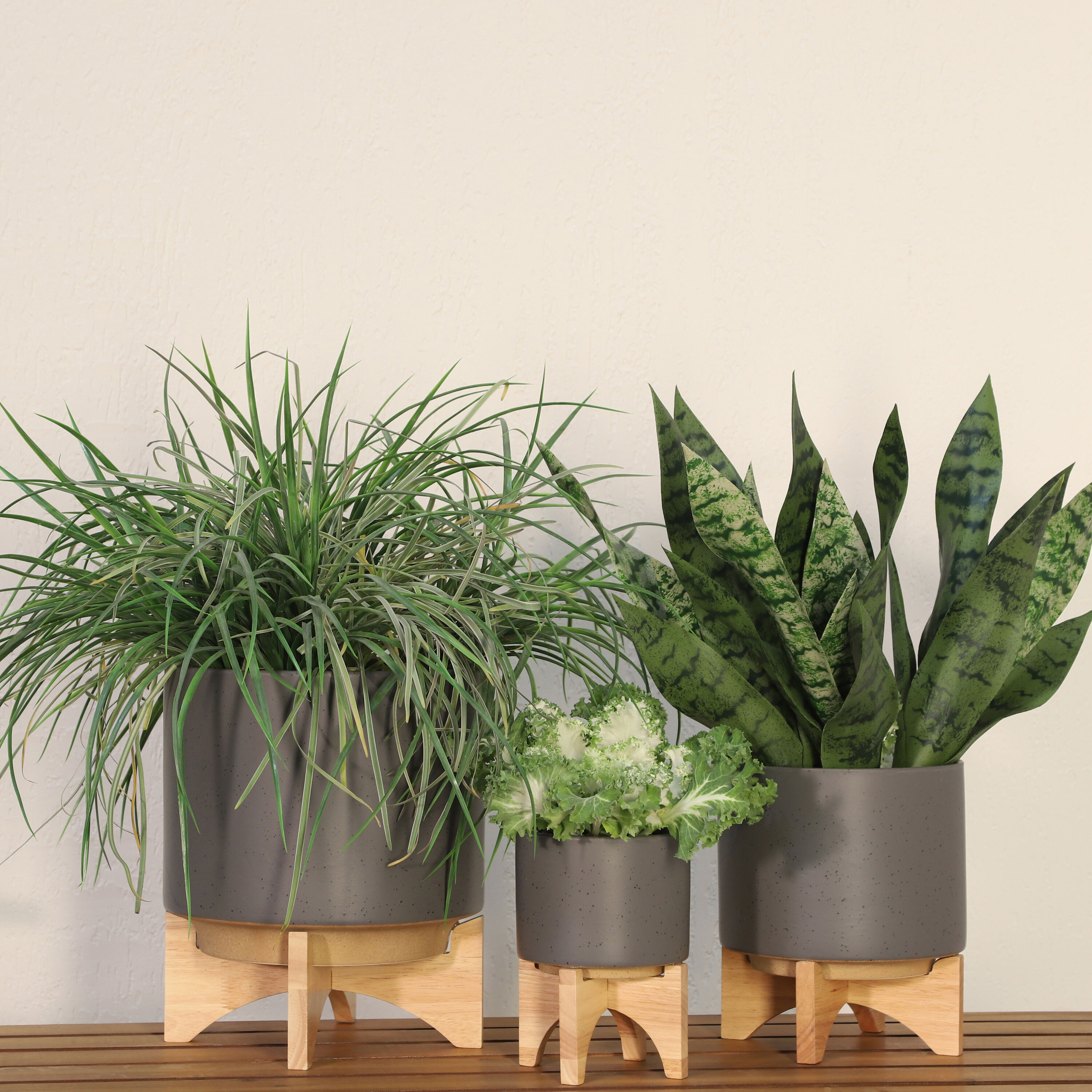Sagebrook Home 15798-03 Round 10.0-Inches W Small Gray Ceramic Indoor/Outdoor Planter