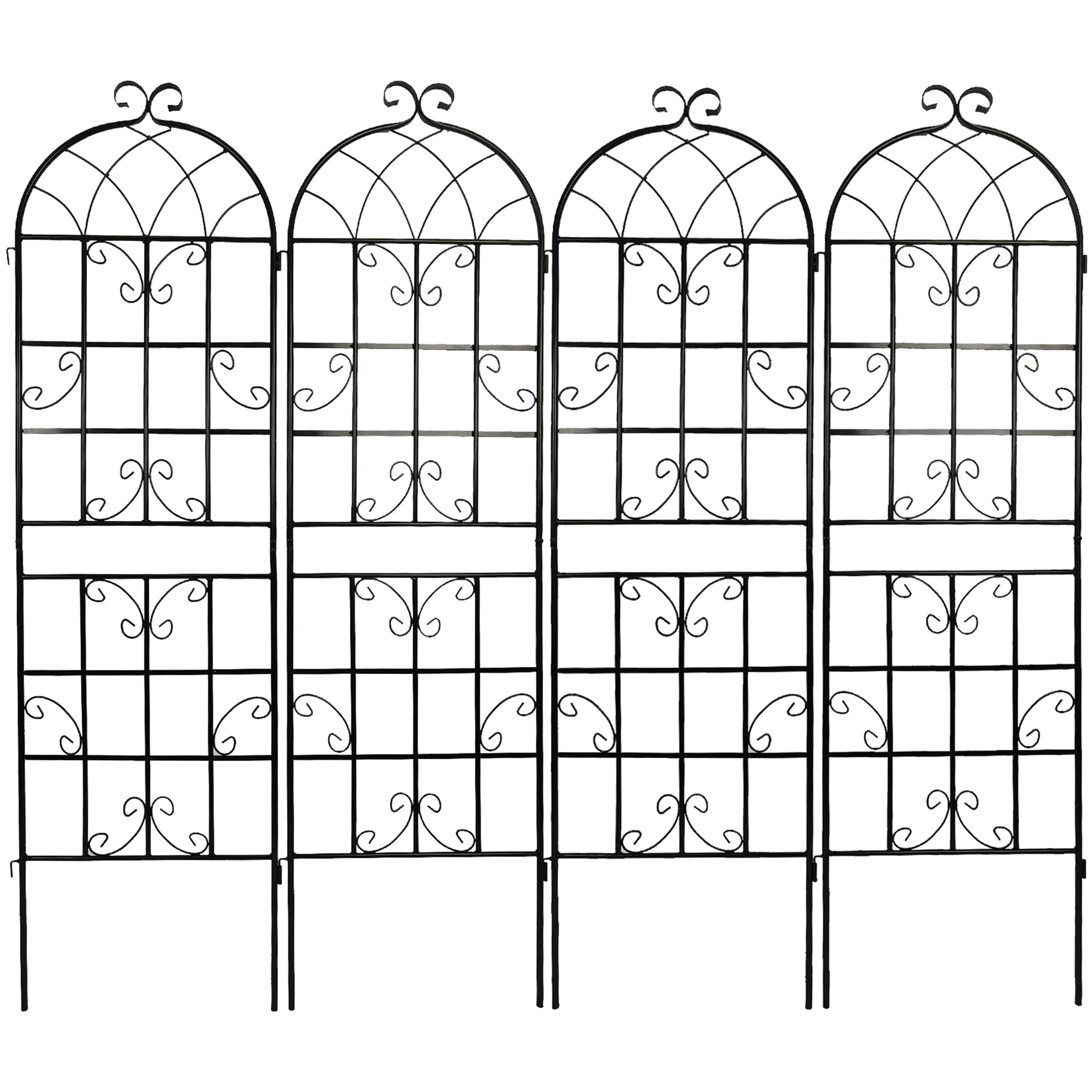 ToolCat NGG29-4-TTX 4 Pack 80-Inches W x 71-Inches H Black Iron Traditional Garden Trellis For Climbing Plants For Cucumbers For Roses