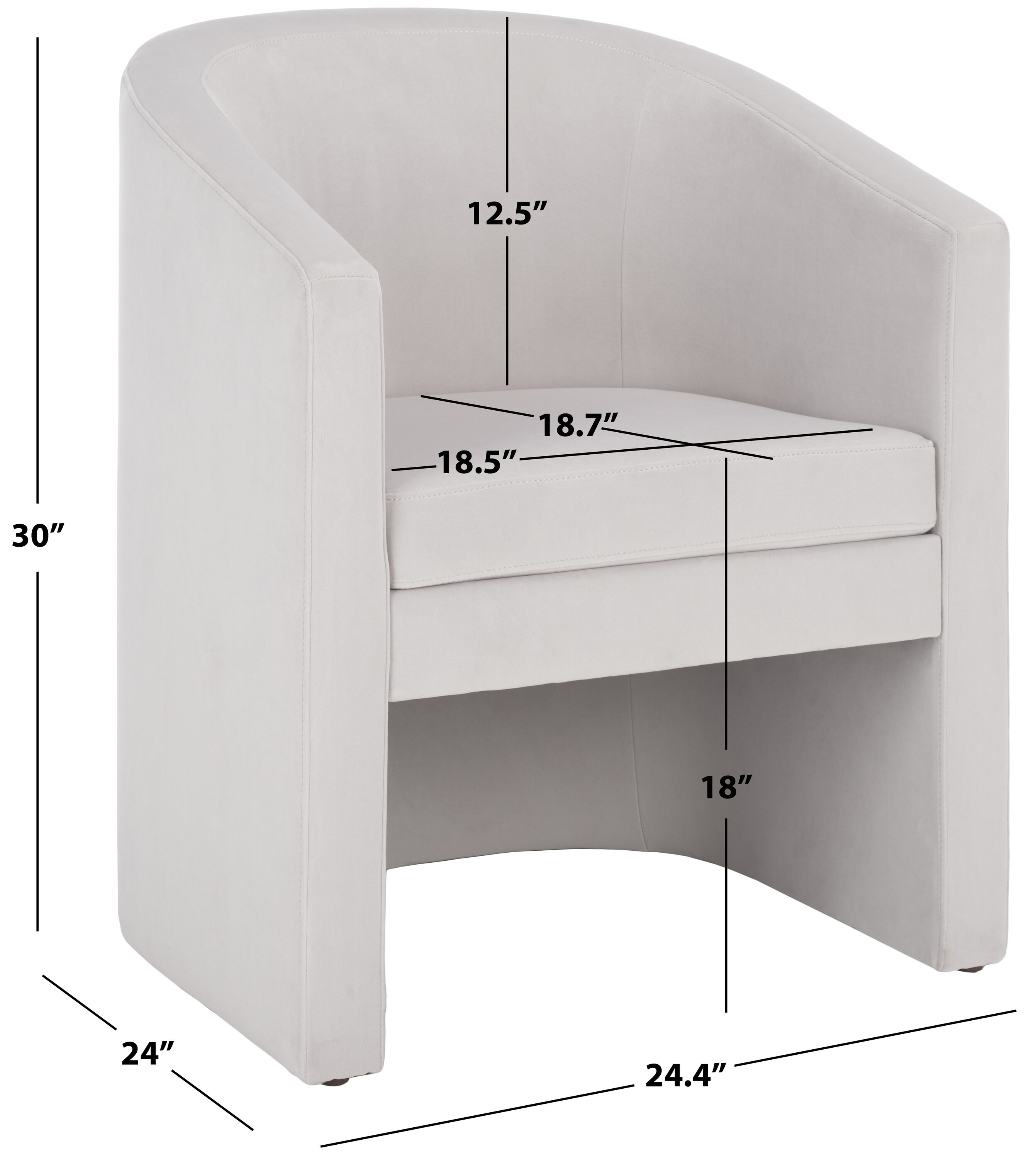 Elysian Light Grey Velvet Barrel Accent Chair