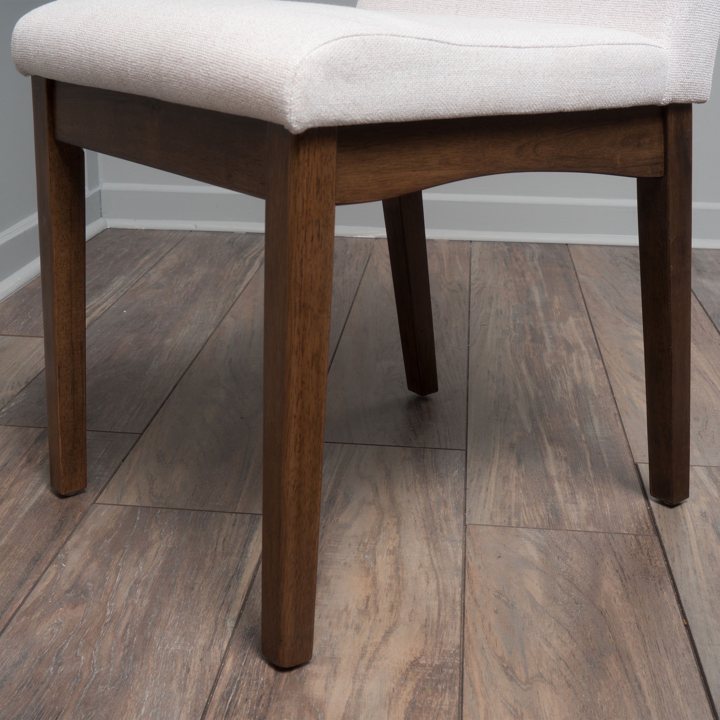 Mid-Century Modern Upholstered Dining Chairs in Light Beige