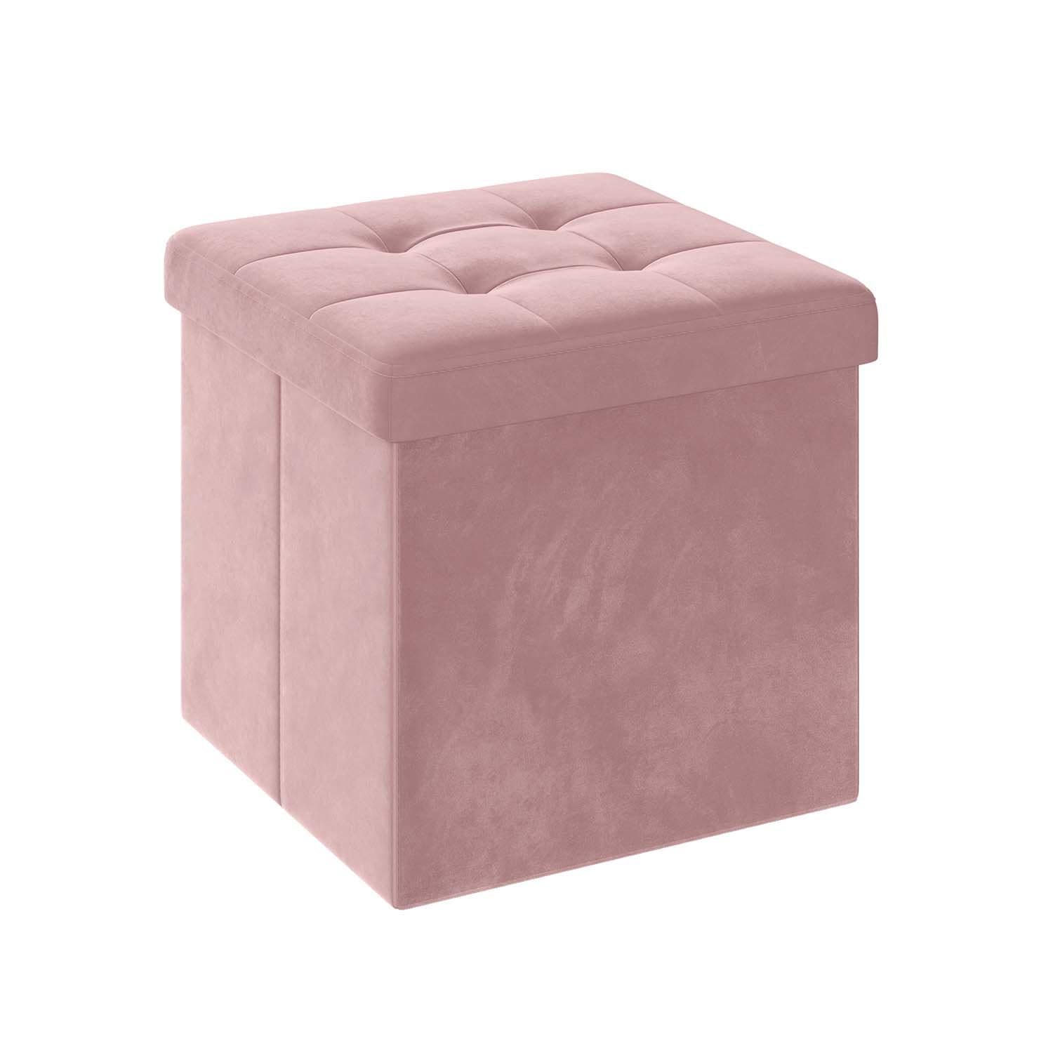 Slickblue - Modern Velvet Cube Folding Lift Top Storage Ottoman for Bedroom Living Room Hallway F...