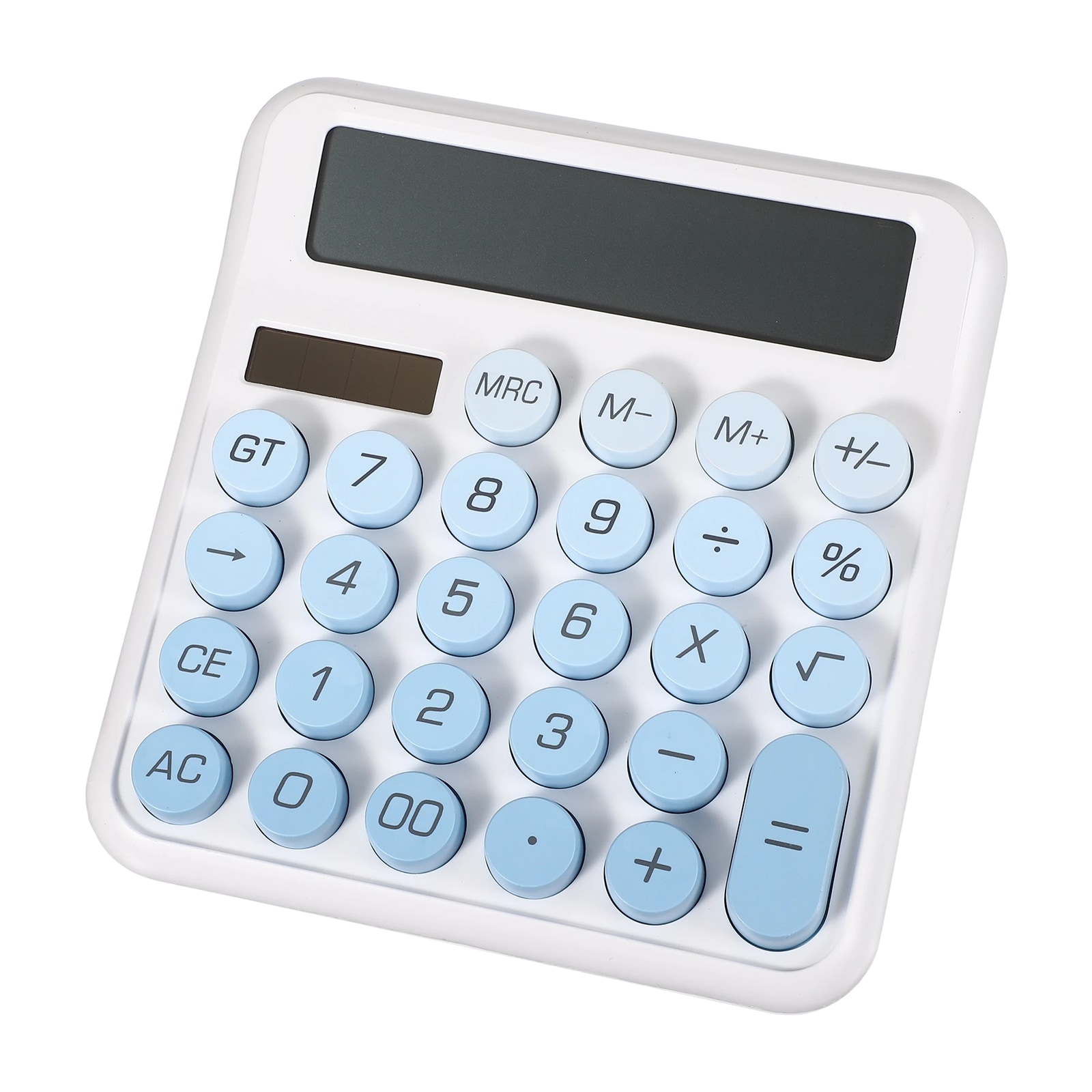 PATIKIL Cute Calculator Desk Calculator Basic Big Button 12 Digit Large Display Mechanical AAA Battery Solar Power for Office Supplies Girl Female Woman Gift Gradient Blue #S26050902UX6221