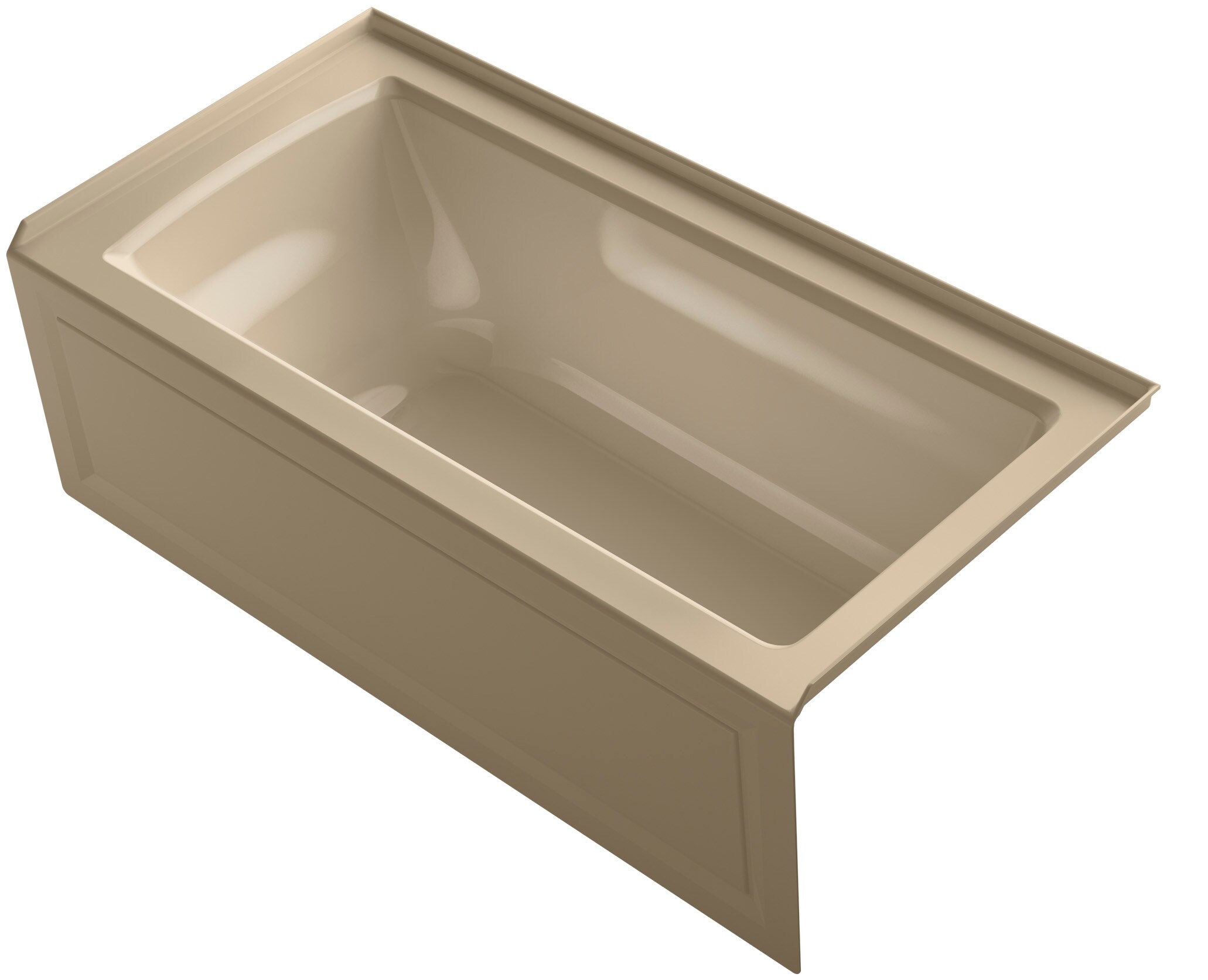 KOHLER 1947-VBRAW-33 Archer 30-in x 60-in Mexican Sand Acrylic Alcove Whirlpool Tub (Right Drain)