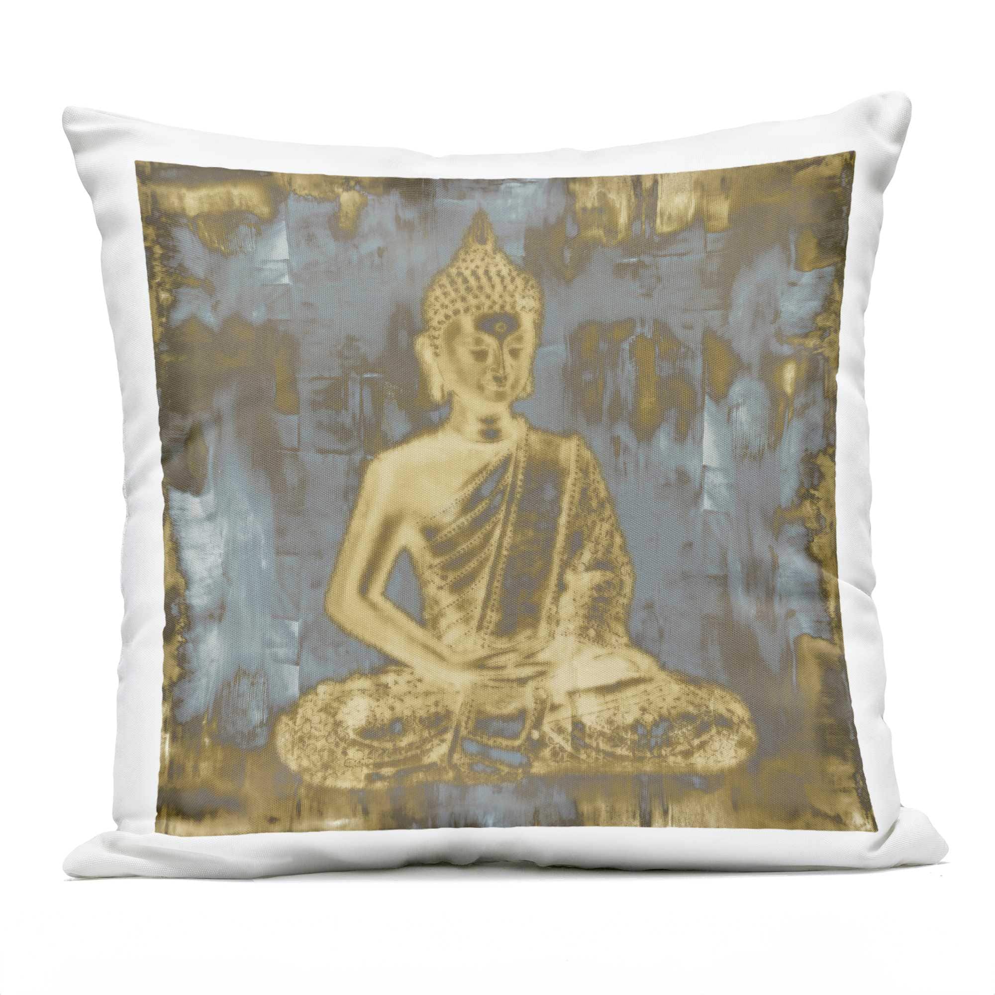 Stupell Industries PLP-036-OSQ-18X18 Muted Earthy Buddha Abstract Outdoor Printed Pillow design by Tom Bray