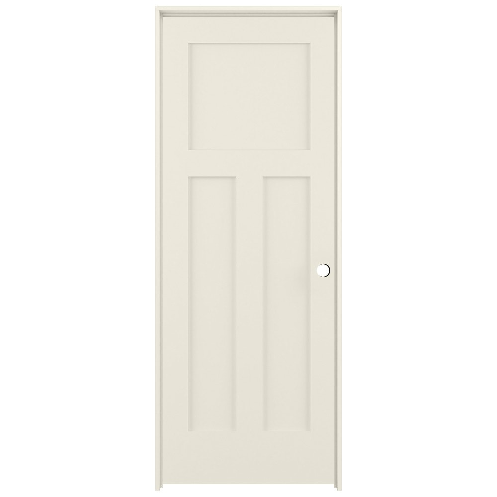 RELIABILT LO1369530 32-in x 80-in Moonglow Solid core 3-panel craftsman Left hand Smooth Prefinished Pine Wood Flat Jamb Single Prehung Interior Door