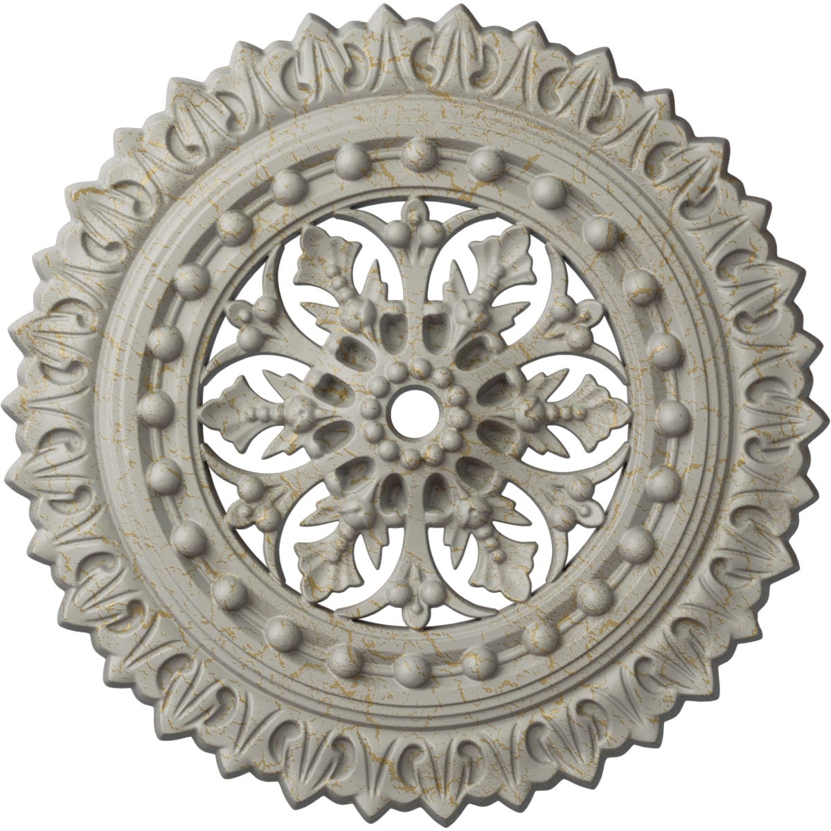 Ekena Millwork CM18SKPCC Sellek 18.5-in W x 18.5-in L Painted Pot Of Cream Crackle Polyurethane Whole Ceiling Medallion