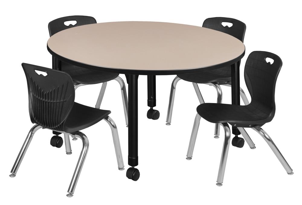 Regency TB48RNDBEAPCBK45BK Classroom Tables Off-White 4-Person Training Table (48-in W x 34-in H)