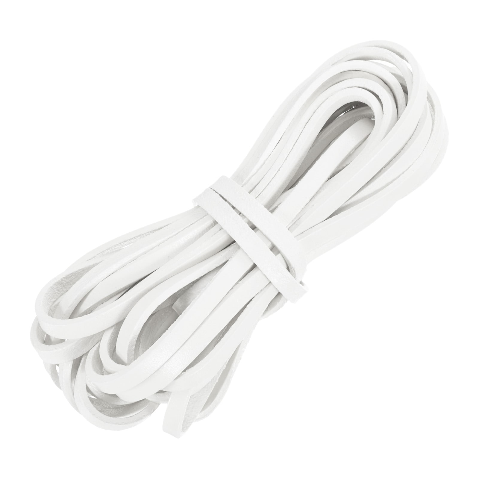 Unique Bargains Flat Leather Cord 5.5 Yard 5mm Leather String Strips Lacing for DIY Crafts Making Bracelet Purse Strap Pure White #S25122400UX5315