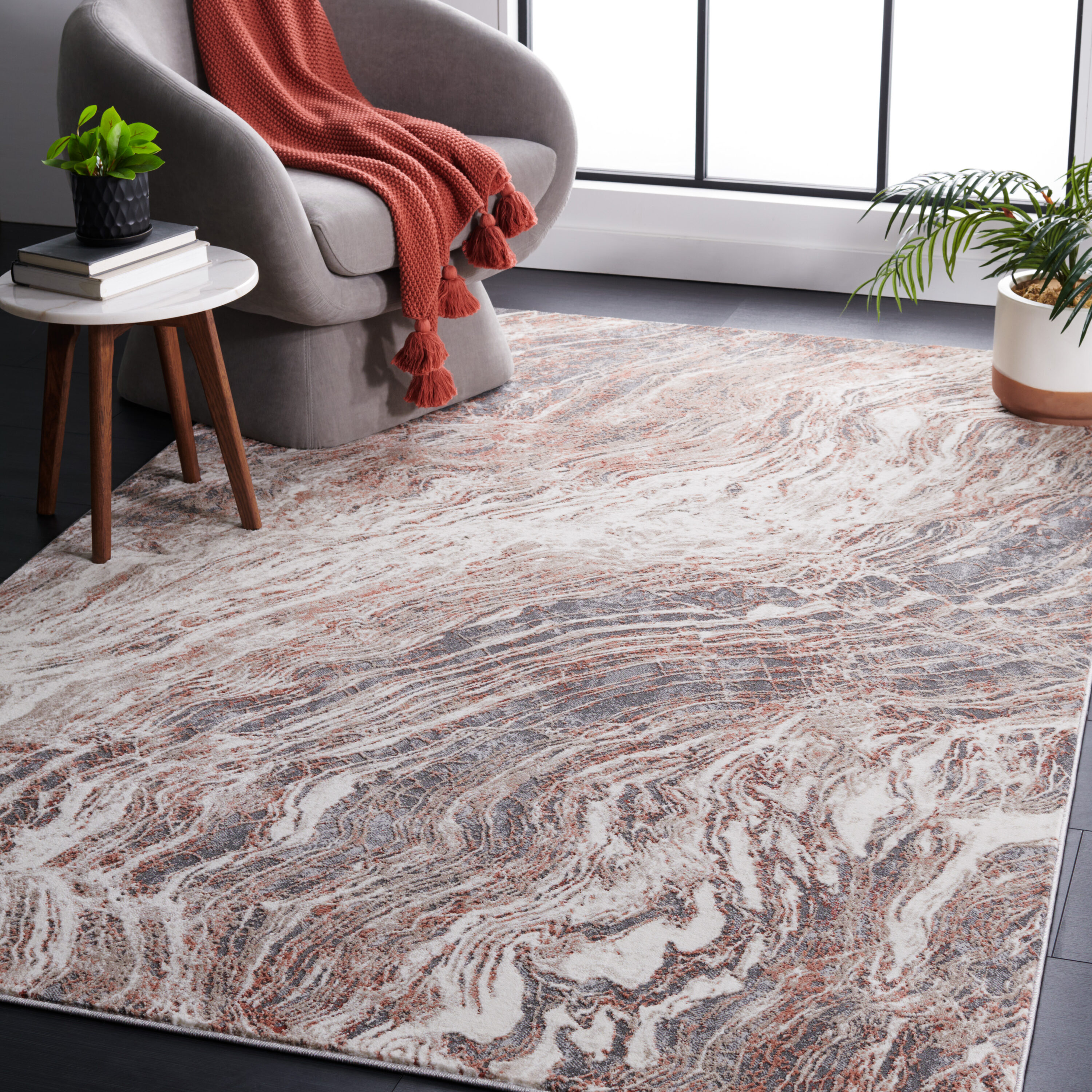 Vogue 162P Rust/Grey 5 x 8 Rectangular Area rug
