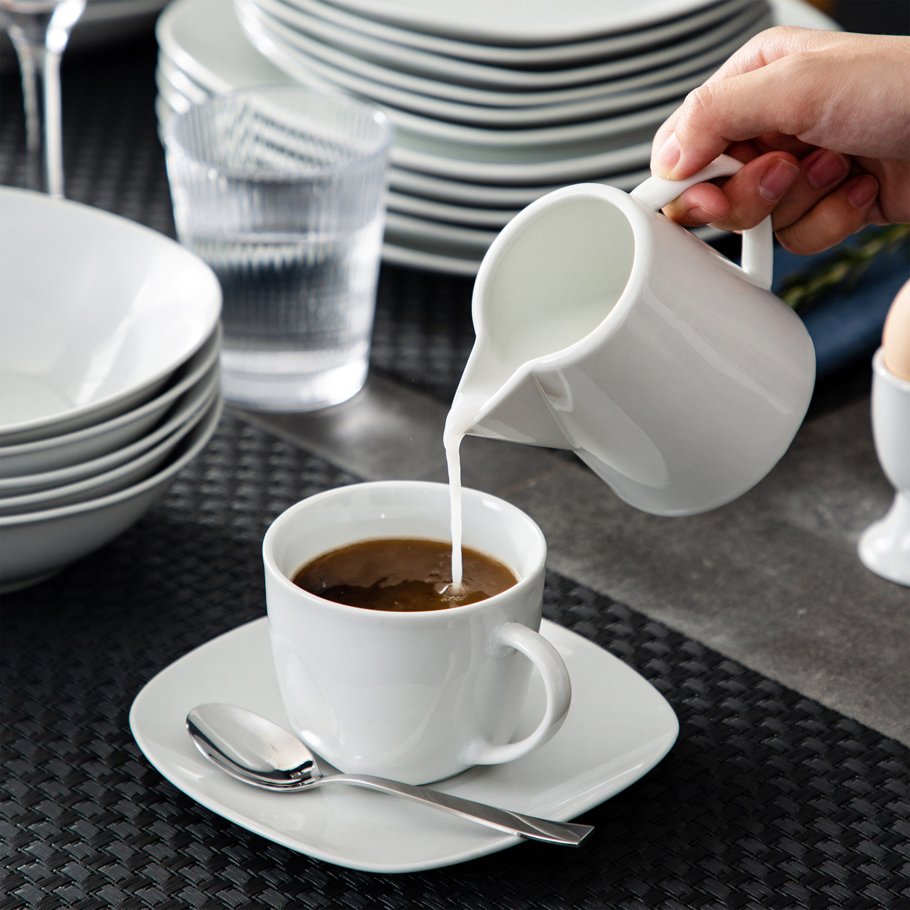 MALACASA Elisa 7.4 oz. White Porcelain Espresso/Cappuccino Cups