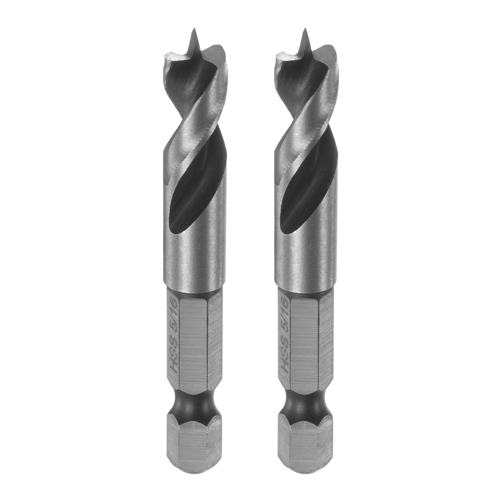 Unique Bargains 2pcs Brad Point Drill Bits 5/16 Inch Dia 1/4 Inch Hex Shank Stubby Drill Bit High-Speed Steel 1.34 Inch Working Length Spiral Twist Drilling Tool for Woodworking Plywood Plastic #S26030900UX4414