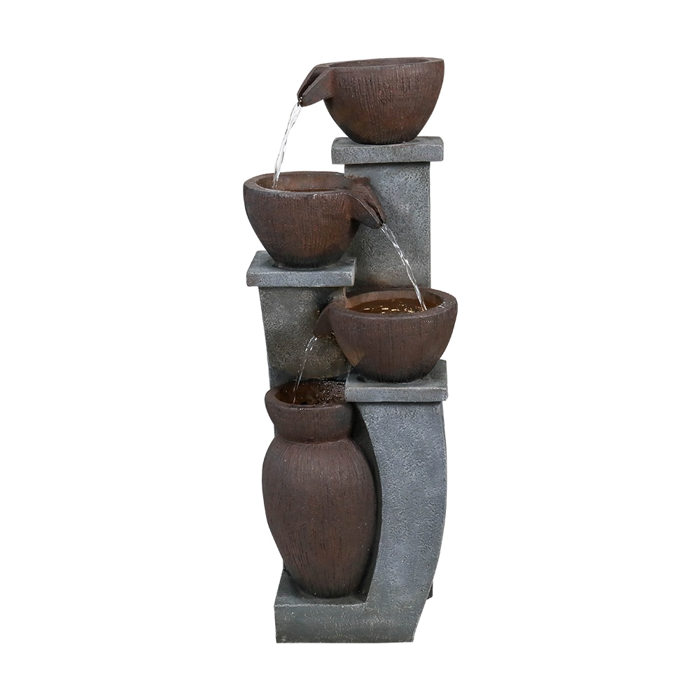 Watnature 32.8-in H Resin Tiered Outdoor Fountain Pump Included in the ...