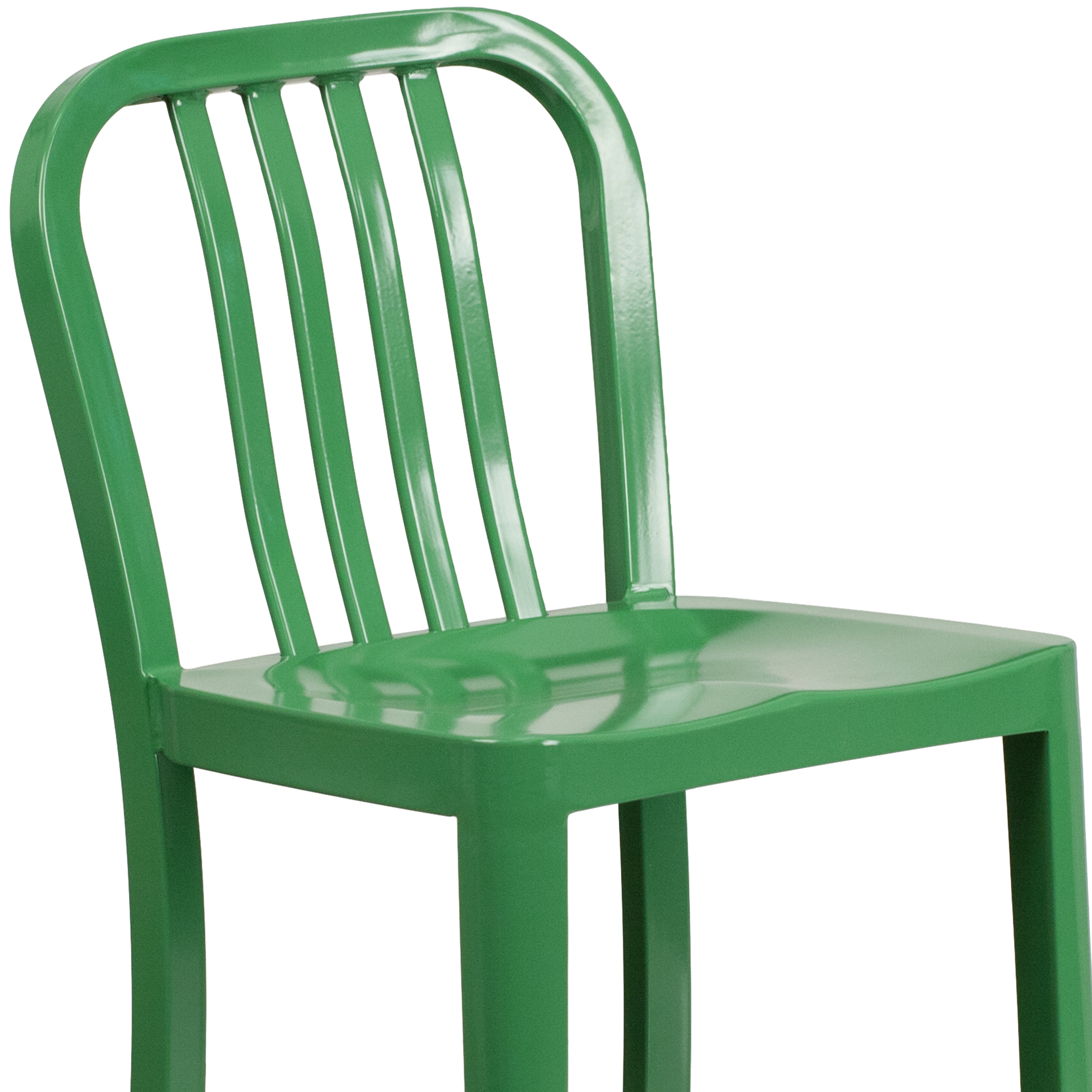 Green Metal 24" Counter Height Stool with Slat Back