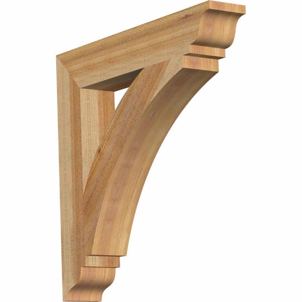 Ekena Millwork BKT04X24X24THR01RWR Thorton traditional rough sawn 4-in x 24-in x 24-in Western red cedar Brown Wood Standard bracket