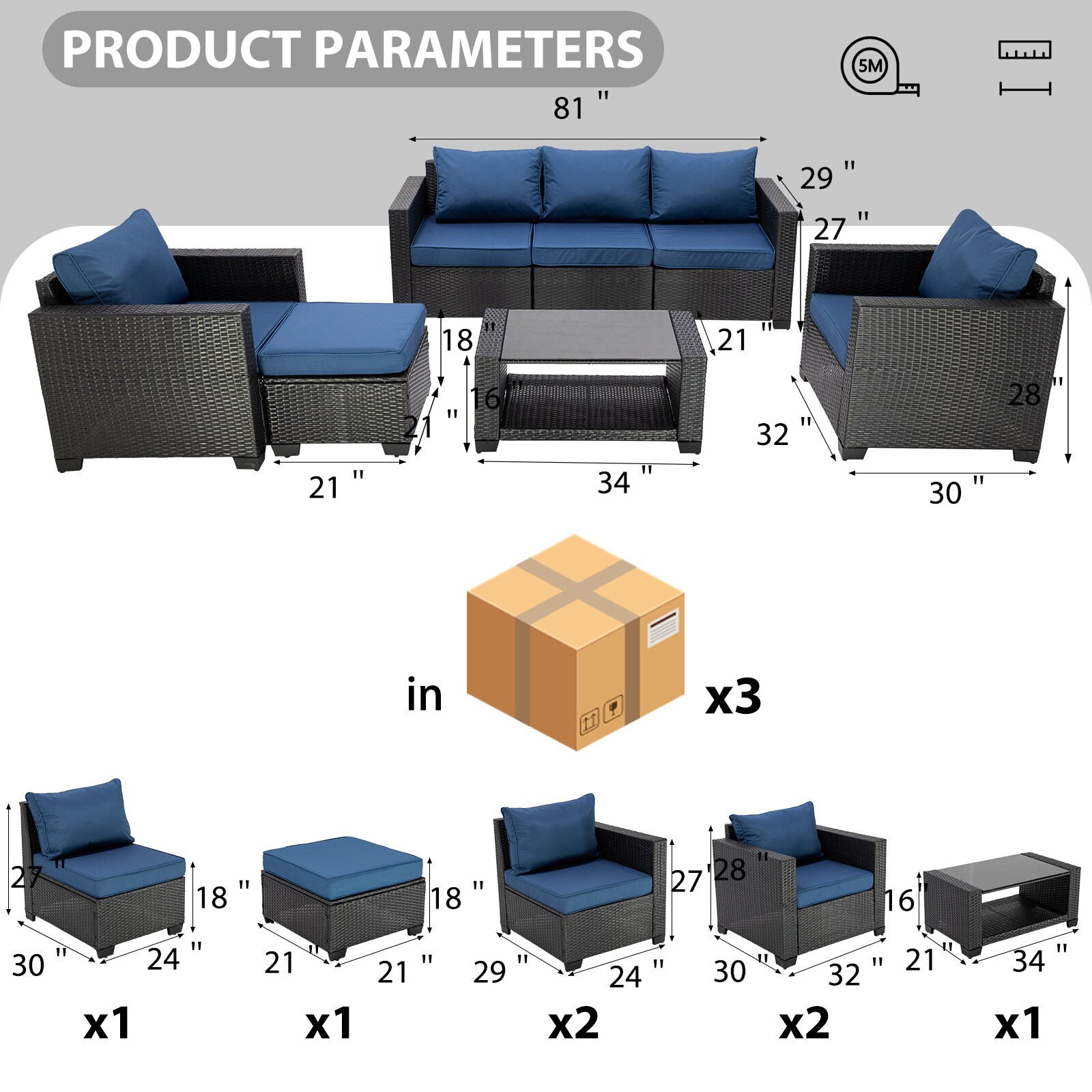 Damerin N7CS40 Patio-Conversation-Sets - View #8
