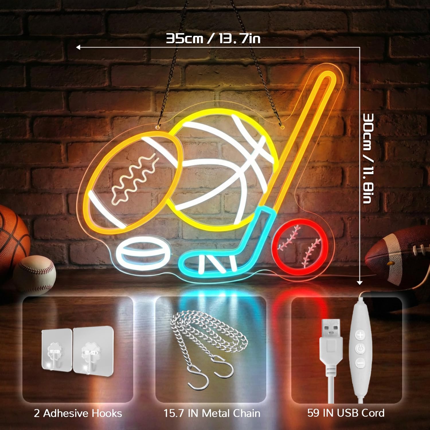Vrbgify Sports Neon Sign LED Neon Light with Dimmer Multi Sports Neon ...