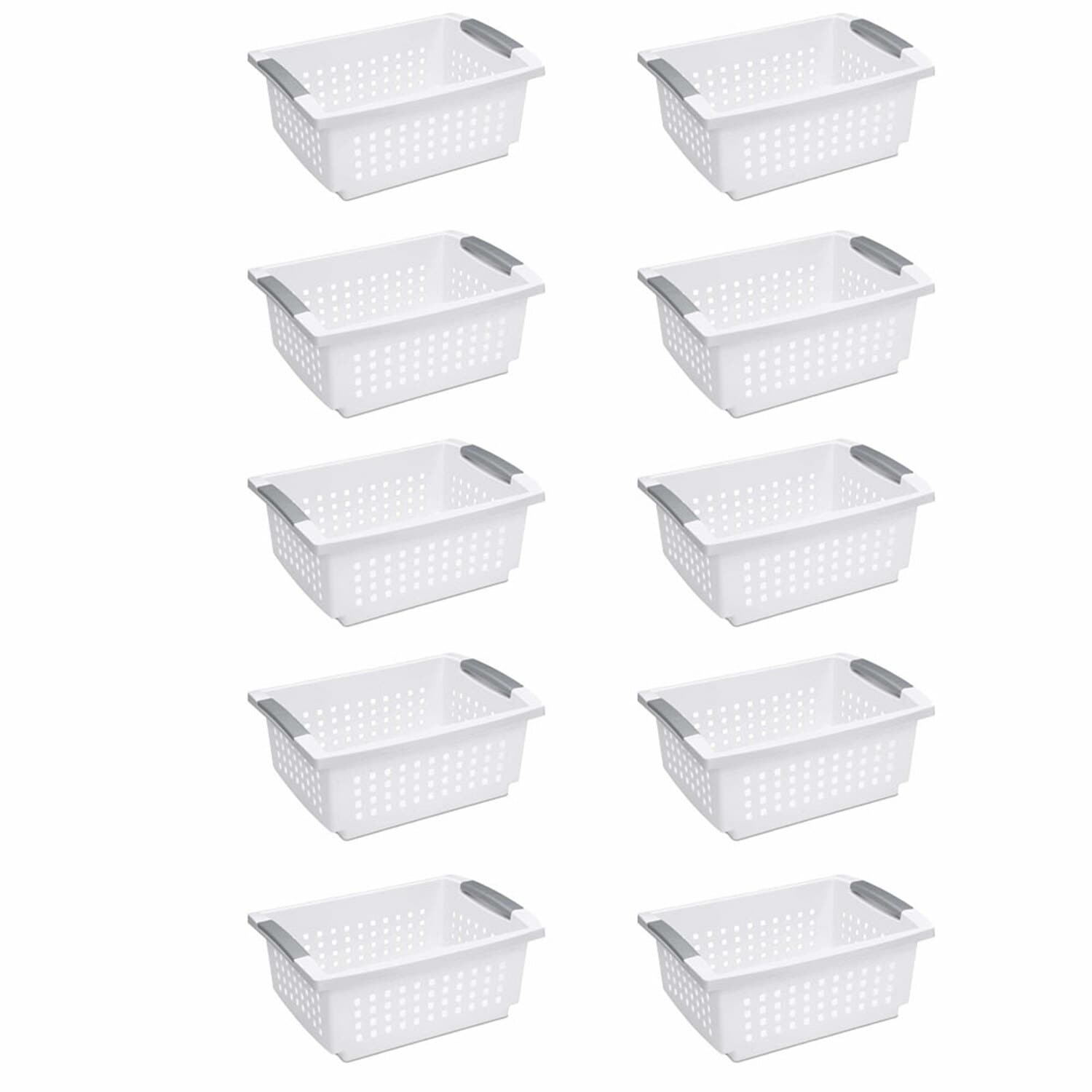 Sterilite 158834 10 -Pack ( 10.75-in W x 6.25-in H x 14.75-in D ) White Plastic Stackable Bin