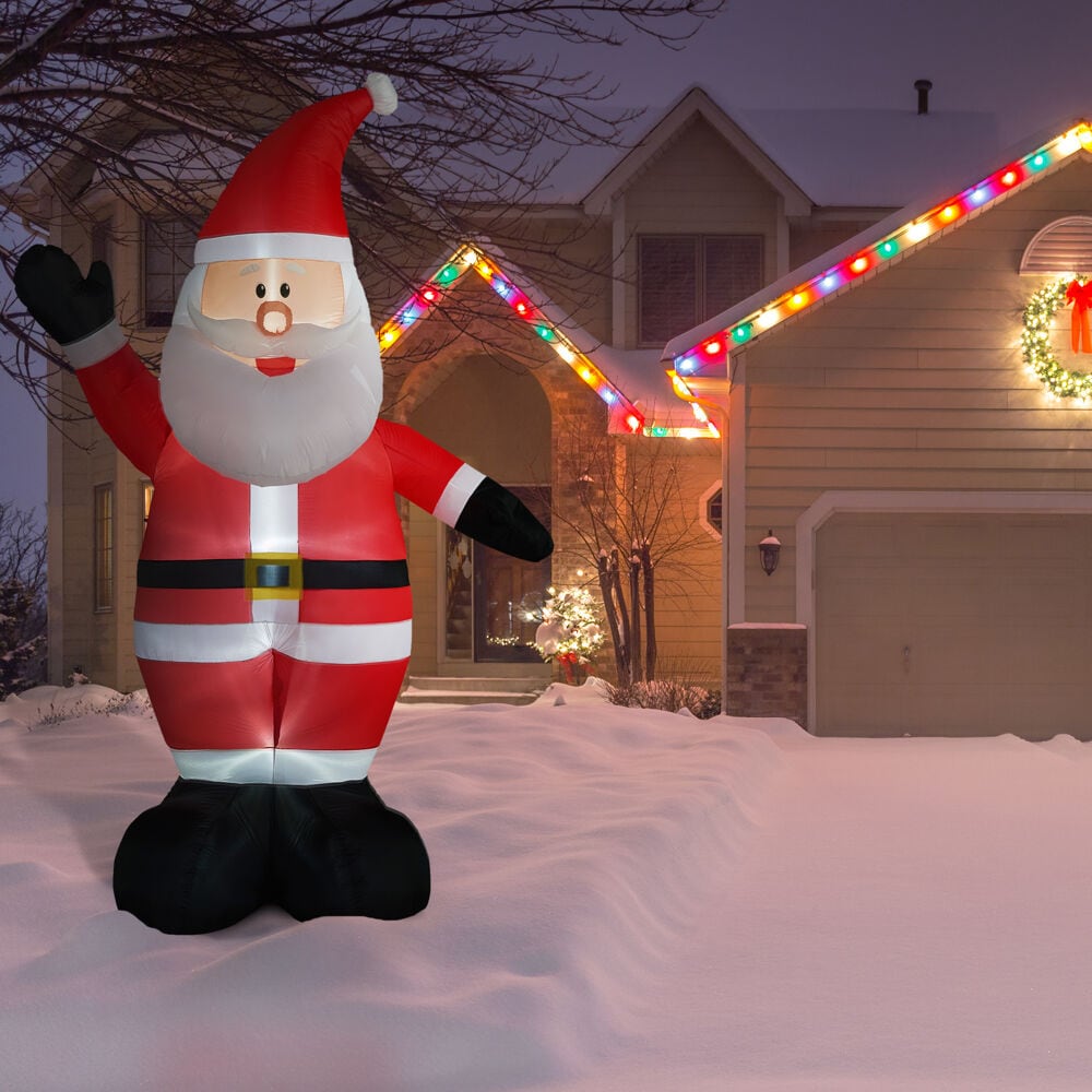 Fraser Hill Farm 12-ft Lighted Santa Christmas Inflatable in the ...